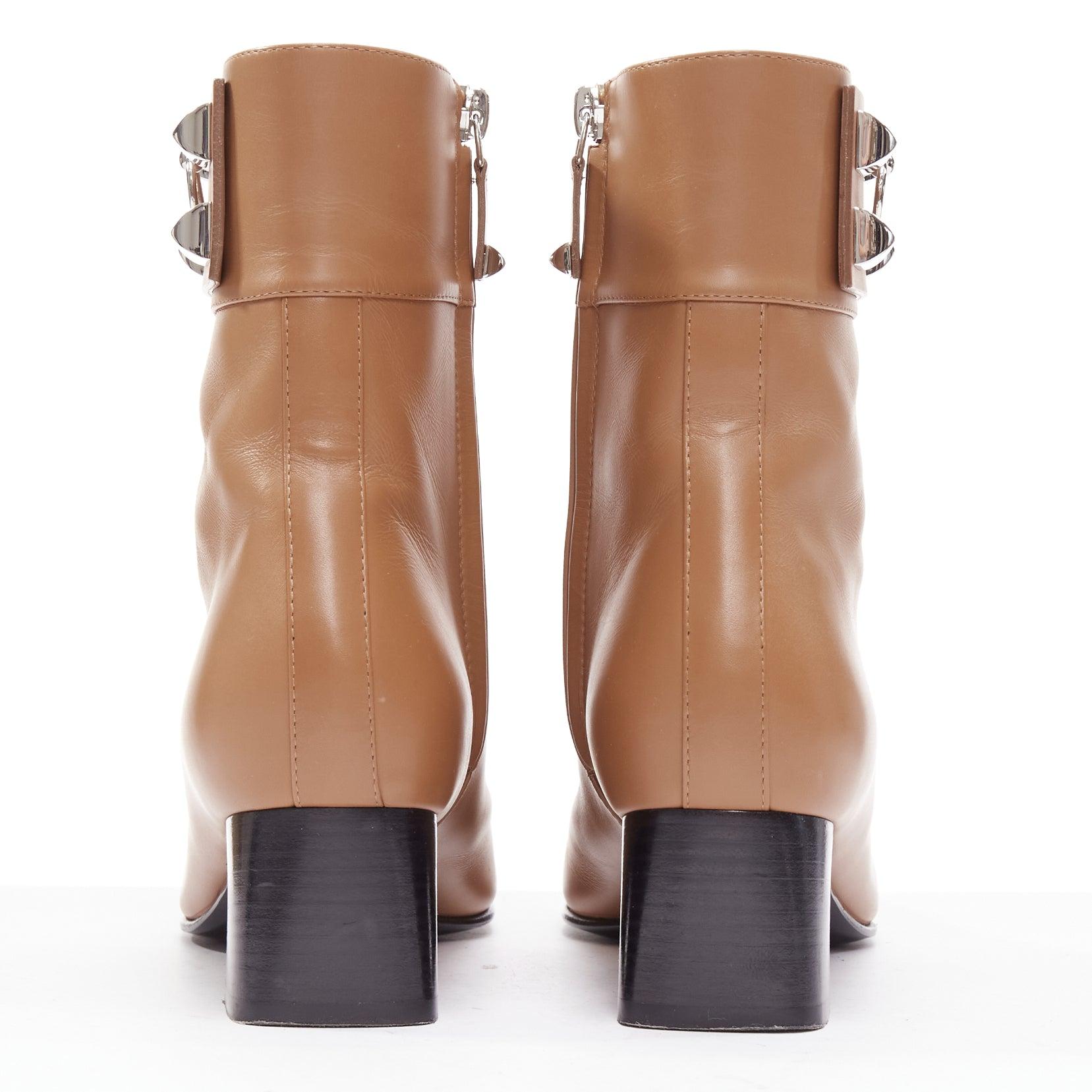 Women's Hermès Decouverte 50 Beige Dore brown leather silver hardware ankle boots EU36 For Sale