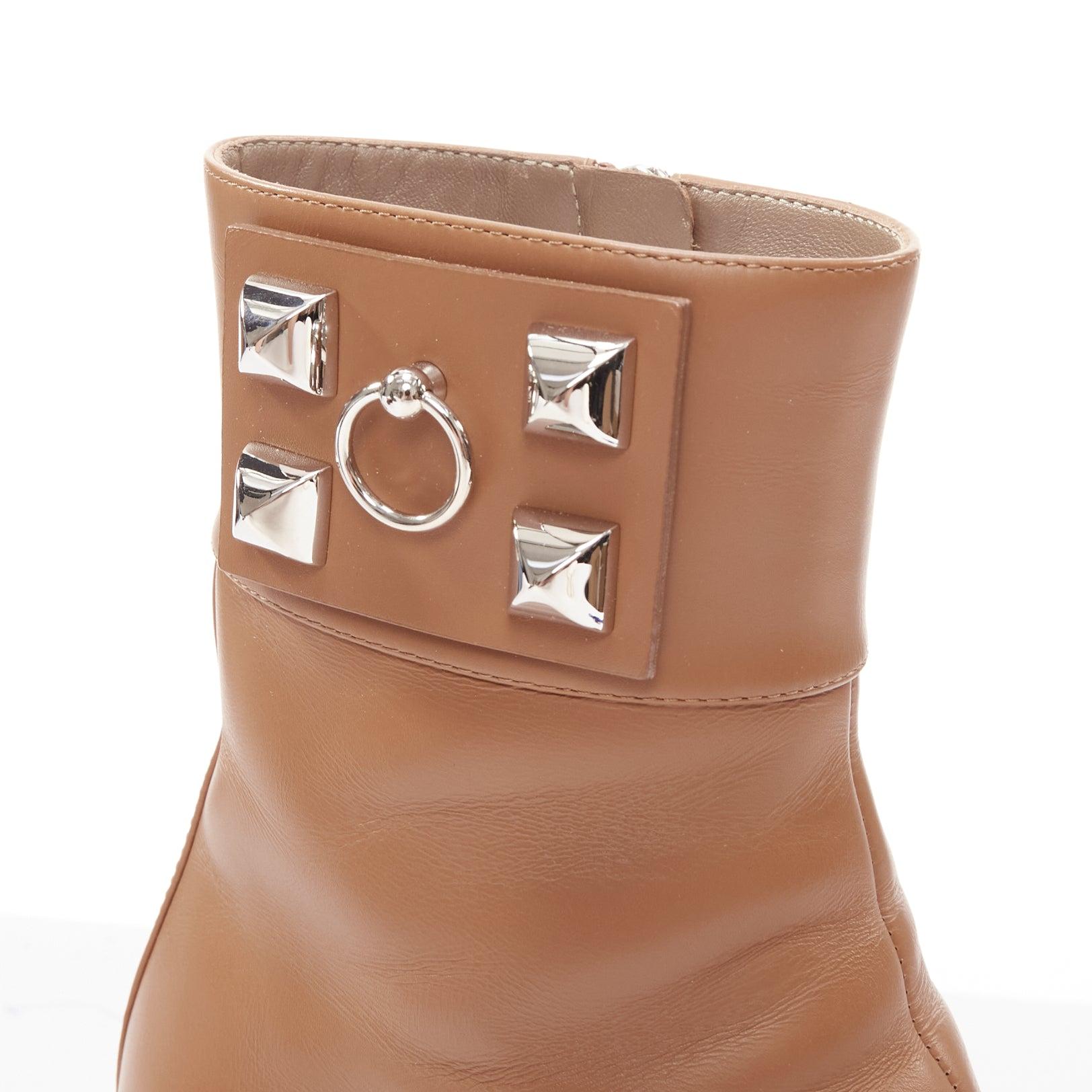 Hermès Decouverte 50 Beige Dore brown leather silver hardware ankle boots EU36 For Sale 3