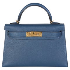 Hermès Deep Bleu Epsom Mini Kelly 20 GHW