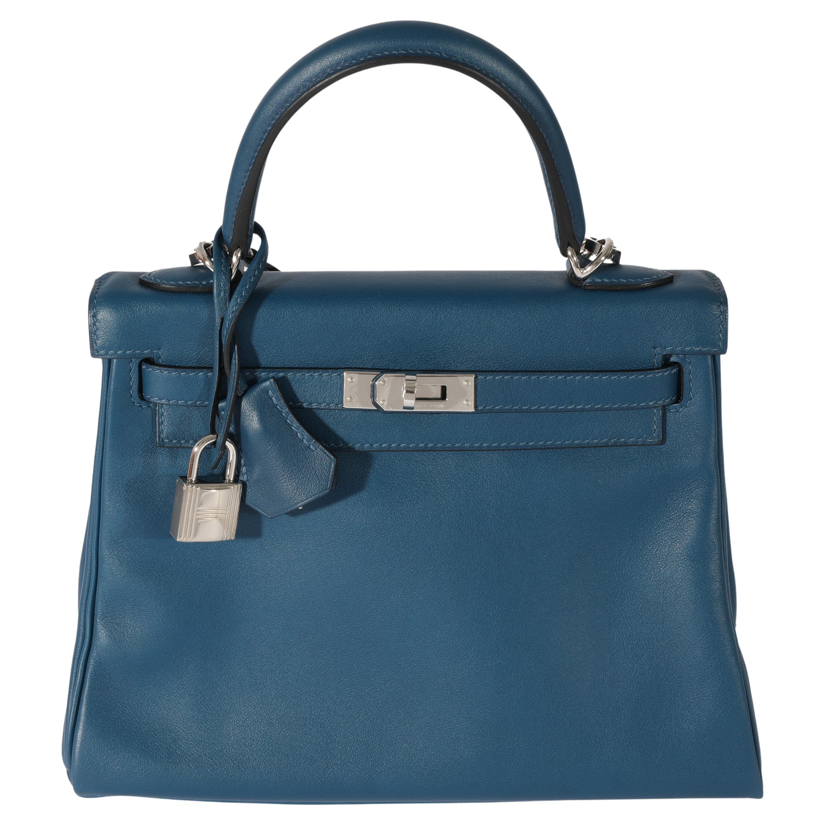 Hermes Navy Blue Swift Leather 25cm Birkin Bag PHW