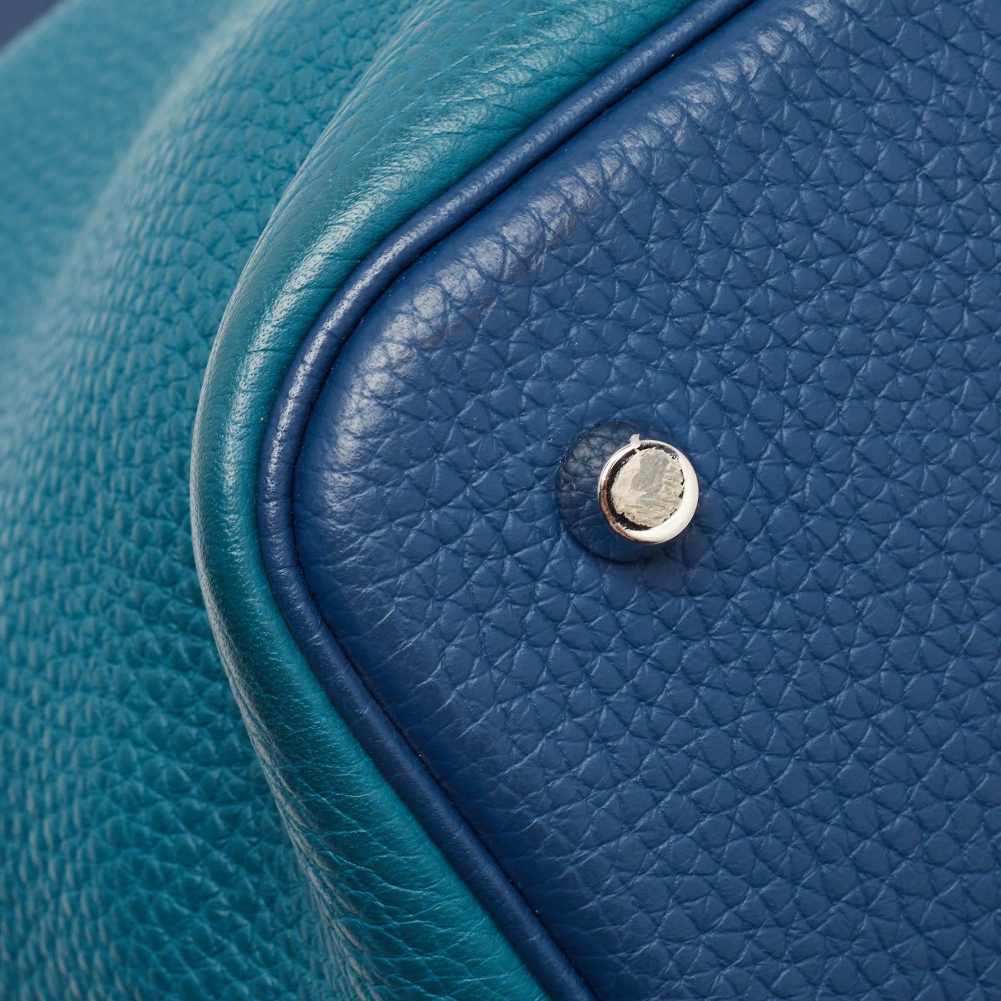 Hermès Deep Bleu/Vert Bosphore Taurillon Clemence Leather Picotin Lock 22 Bag For Sale 7