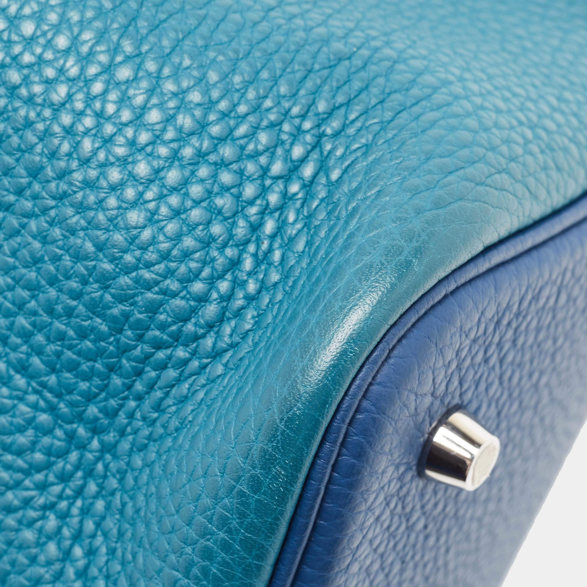 Hermès Deep Bleu/Vert Bosphore Taurillon Clemence Leather Picotin Lock 22 Bag 7