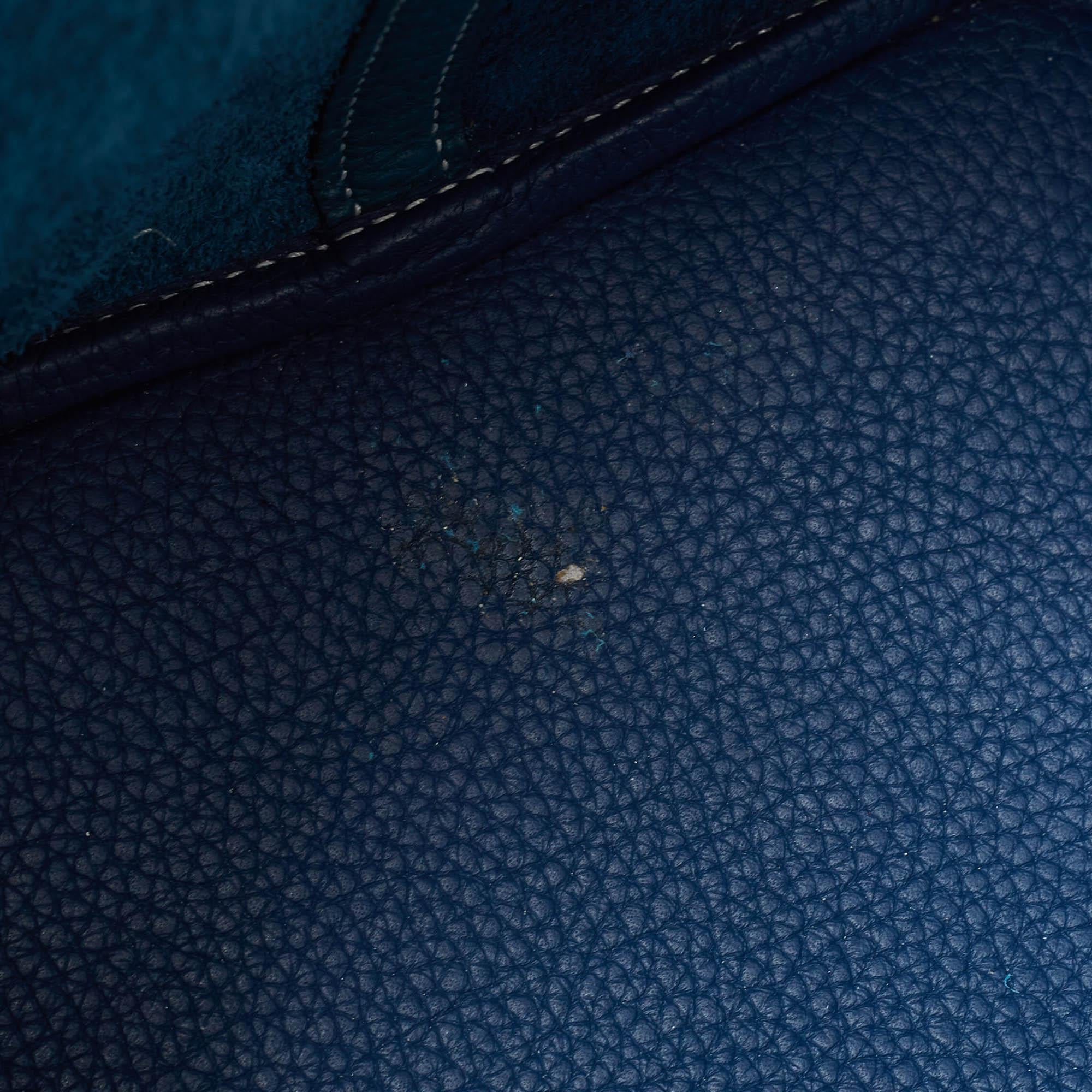 Hermès Deep Bleu/Vert Bosphore Taurillon Clemence Leather Picotin Lock 22 Bag For Sale 9