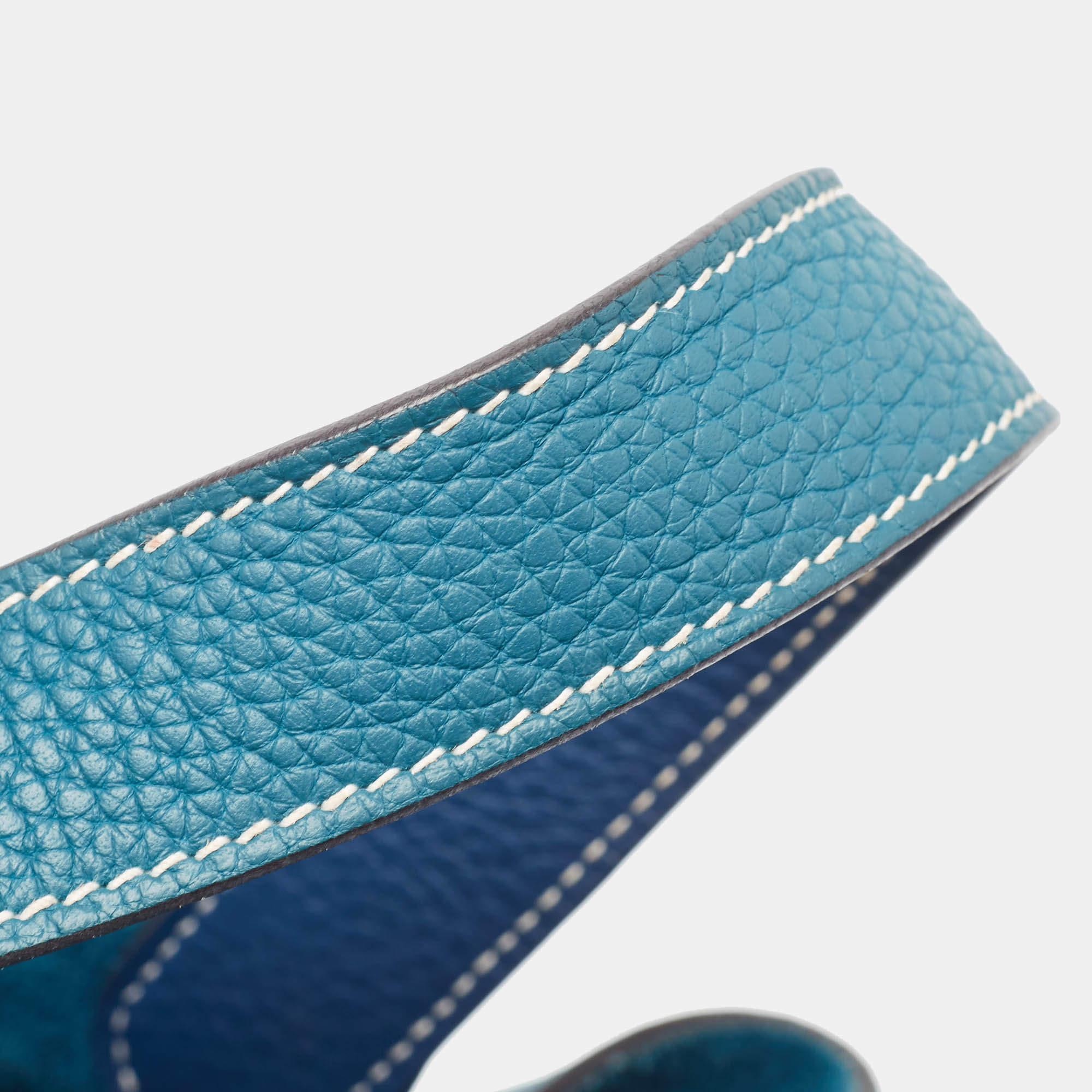 Hermès Deep Bleu/Vert Bosphore Taurillon Clemence Leather Picotin Lock 22 Bag 9