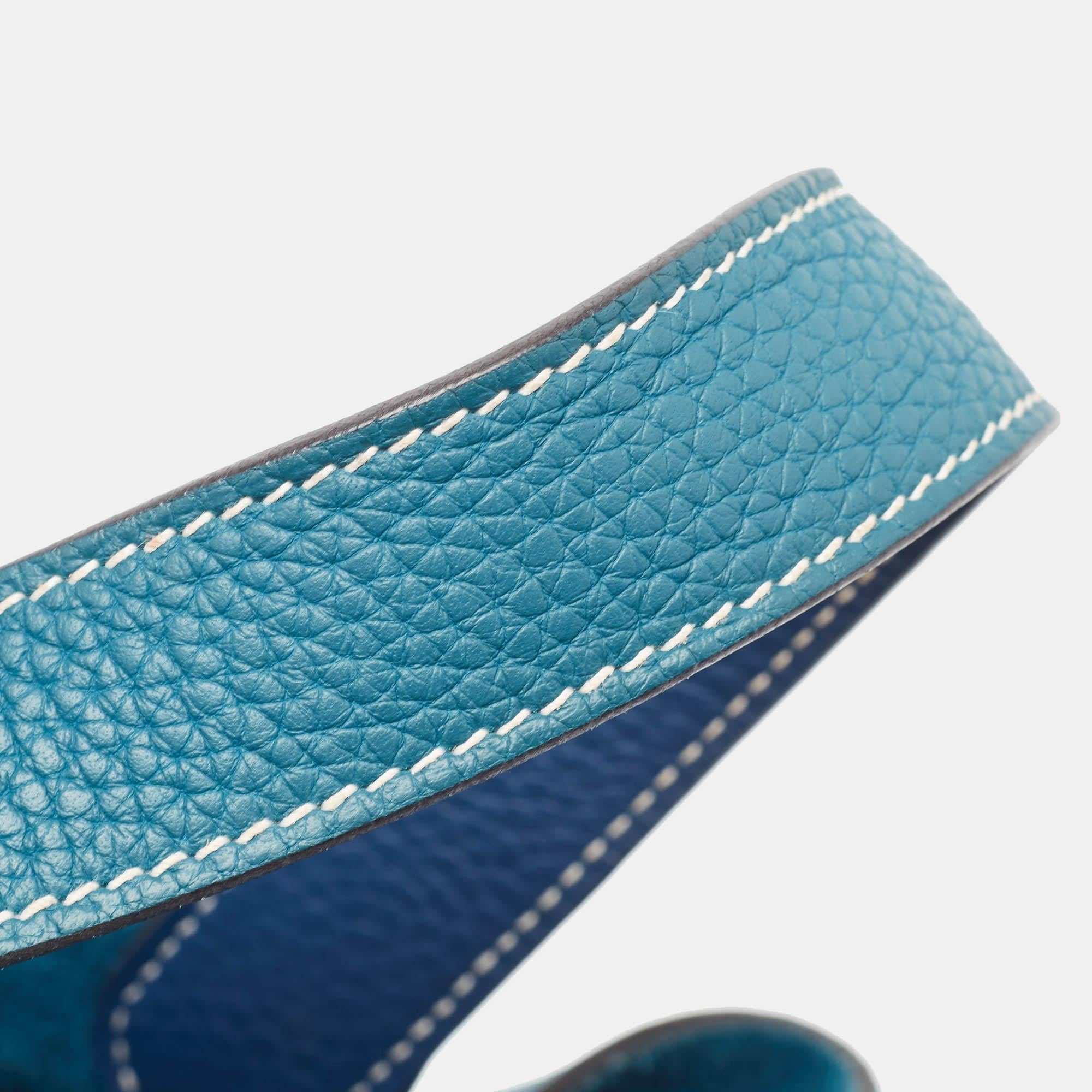 Hermès Deep Bleu/Vert Bosphore Taurillon Clemence Leather Picotin Lock 22 Bag For Sale 13