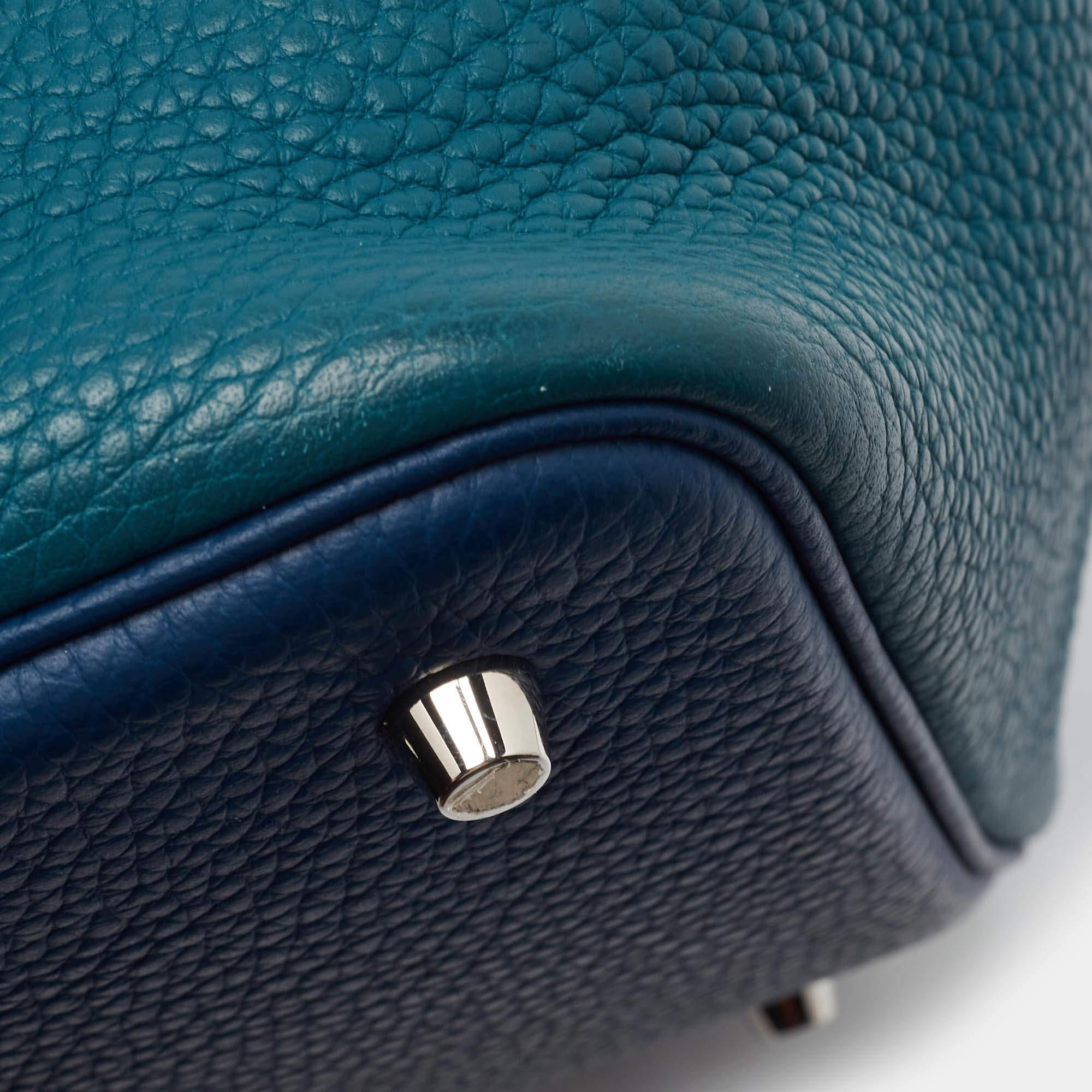 Hermès Deep Bleu/Vert Bosphore Taurillon Clemence Leather Picotin Lock 22 Bag 12