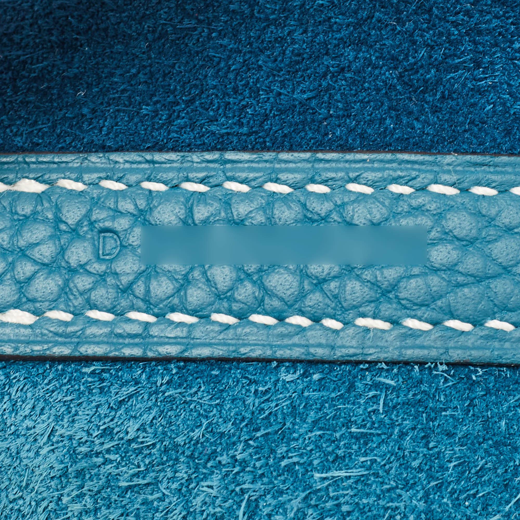 Hermès Deep Bleu/Vert Bosphore Taurillon Clemence Leather Picotin Lock 22 Bag For Sale 14