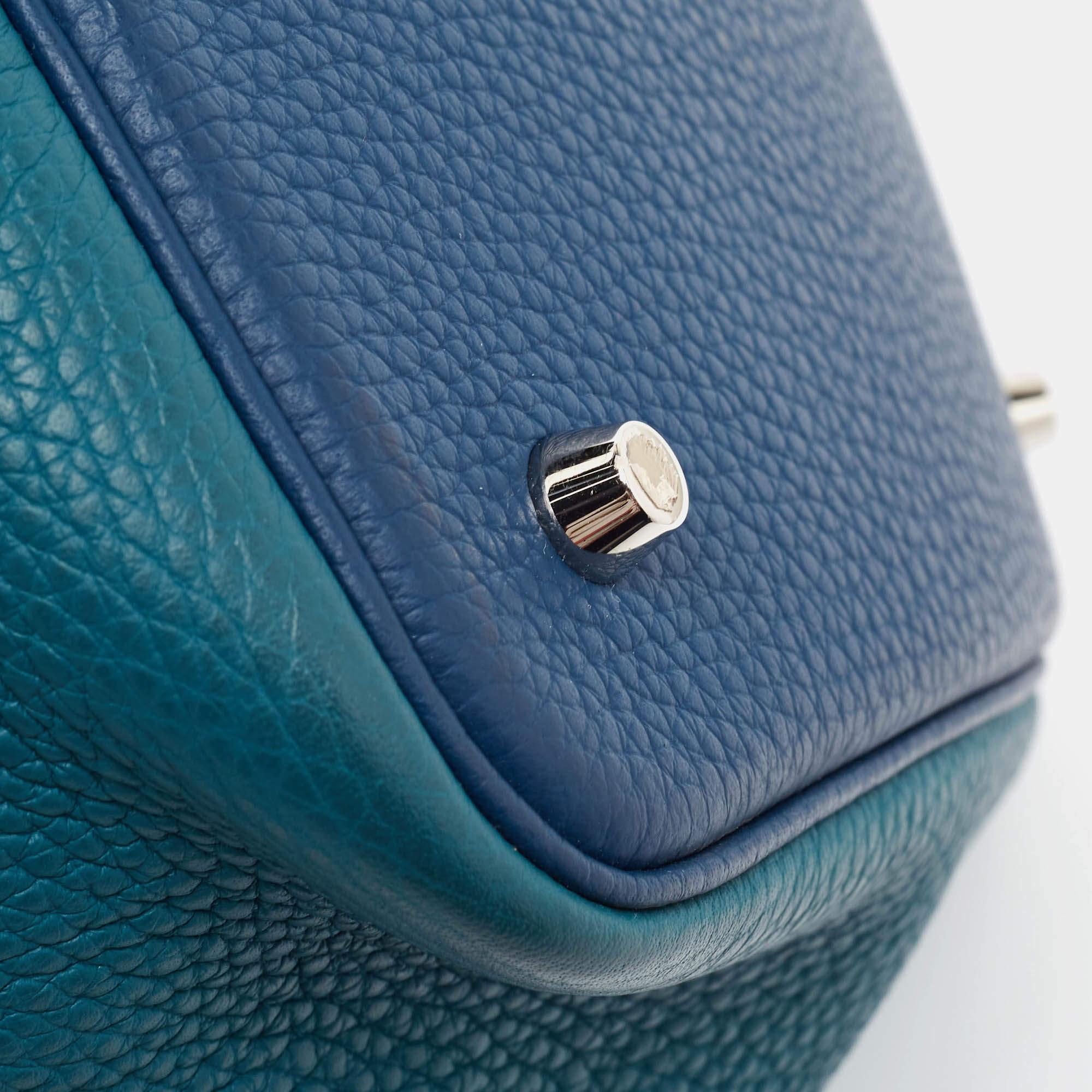 Hermès Deep Bleu/Vert Bosphore Taurillon Clemence Leather Picotin Lock 22 Bag 13
