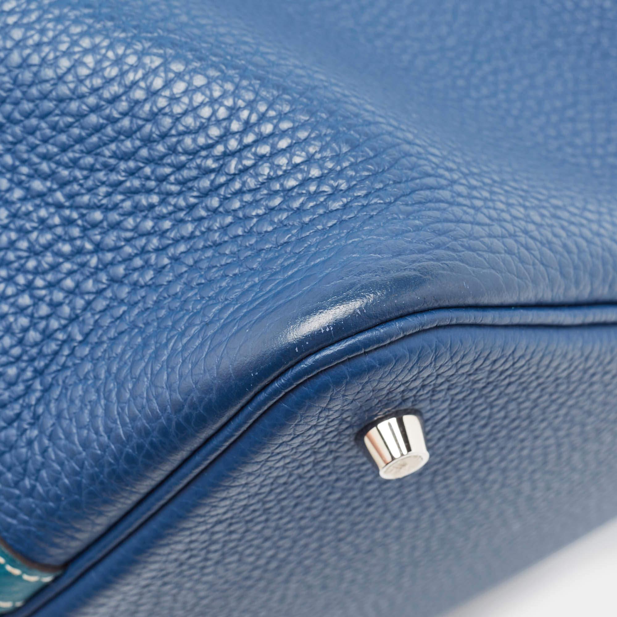 Hermès Deep Bleu/Vert Bosphore Taurillon Clemence Leather Picotin Lock 22 Bag 14