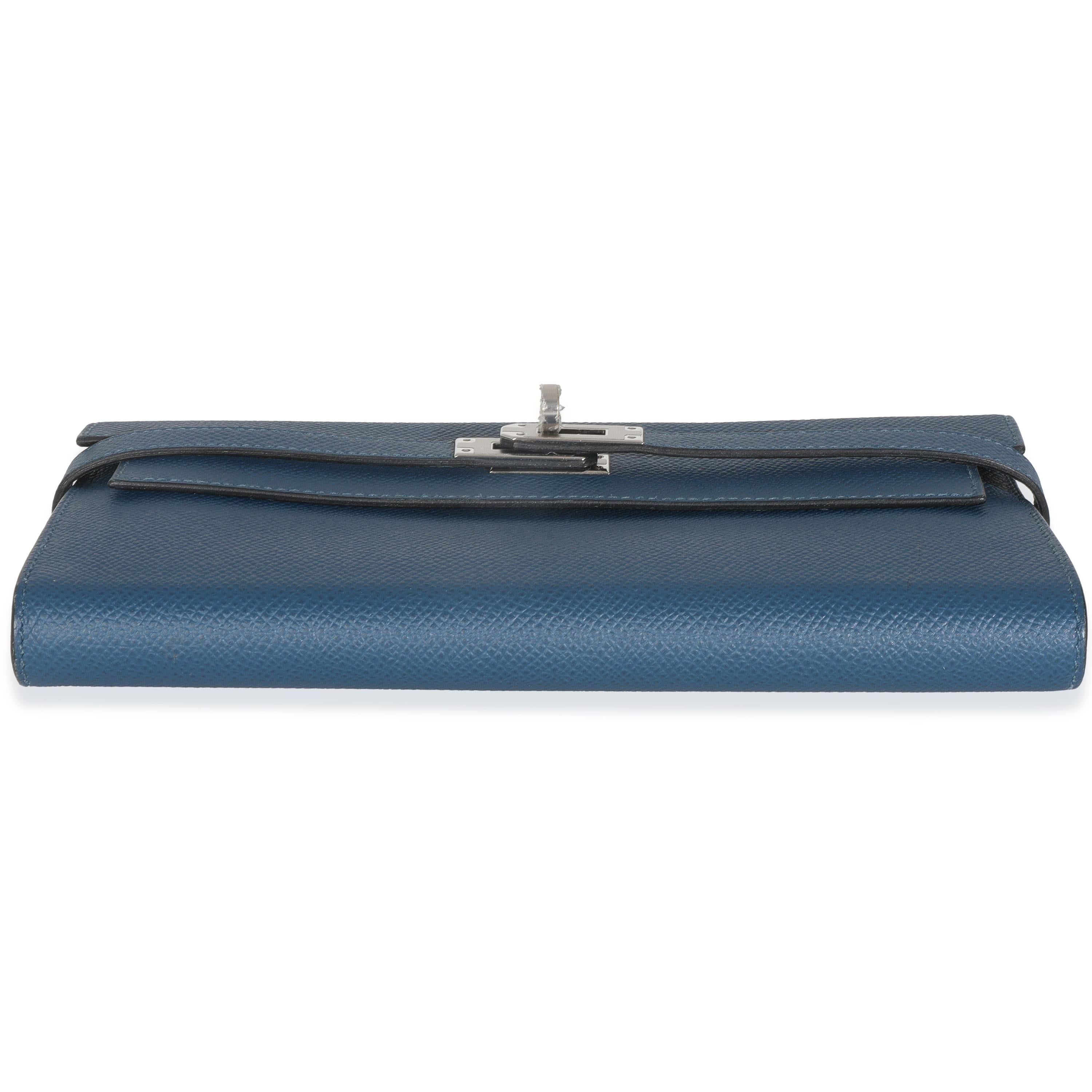 Hermès Portafoglio Kelly Epsom Deep Bleu Vert Bosphore Verso PHW in vendita 3