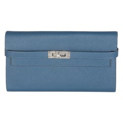 Hermès Portafoglio Kelly Epsom Deep Bleu Vert Bosphore Verso PHW