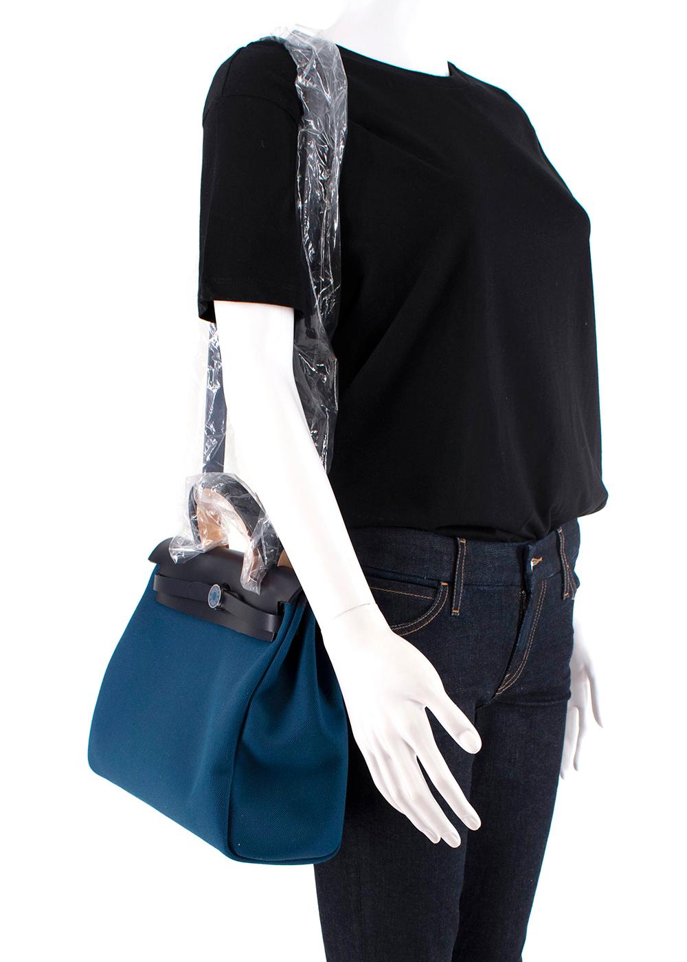 Hermes Deep Blue/Indigo Herbag Zip 31 Retourne Laque Bag - SOLD OUT For Sale 2
