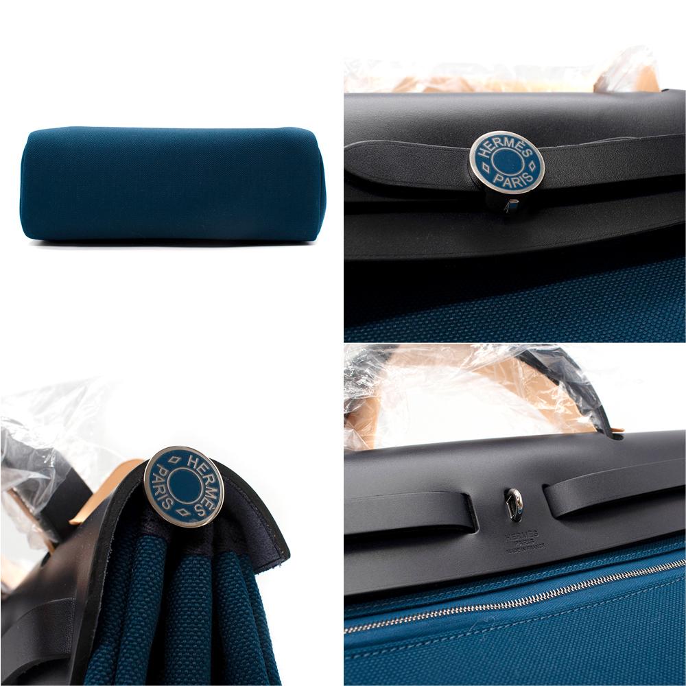 Black Hermes Deep Blue/Indigo Herbag Zip 31 Retourne Laque Bag - SOLD OUT For Sale