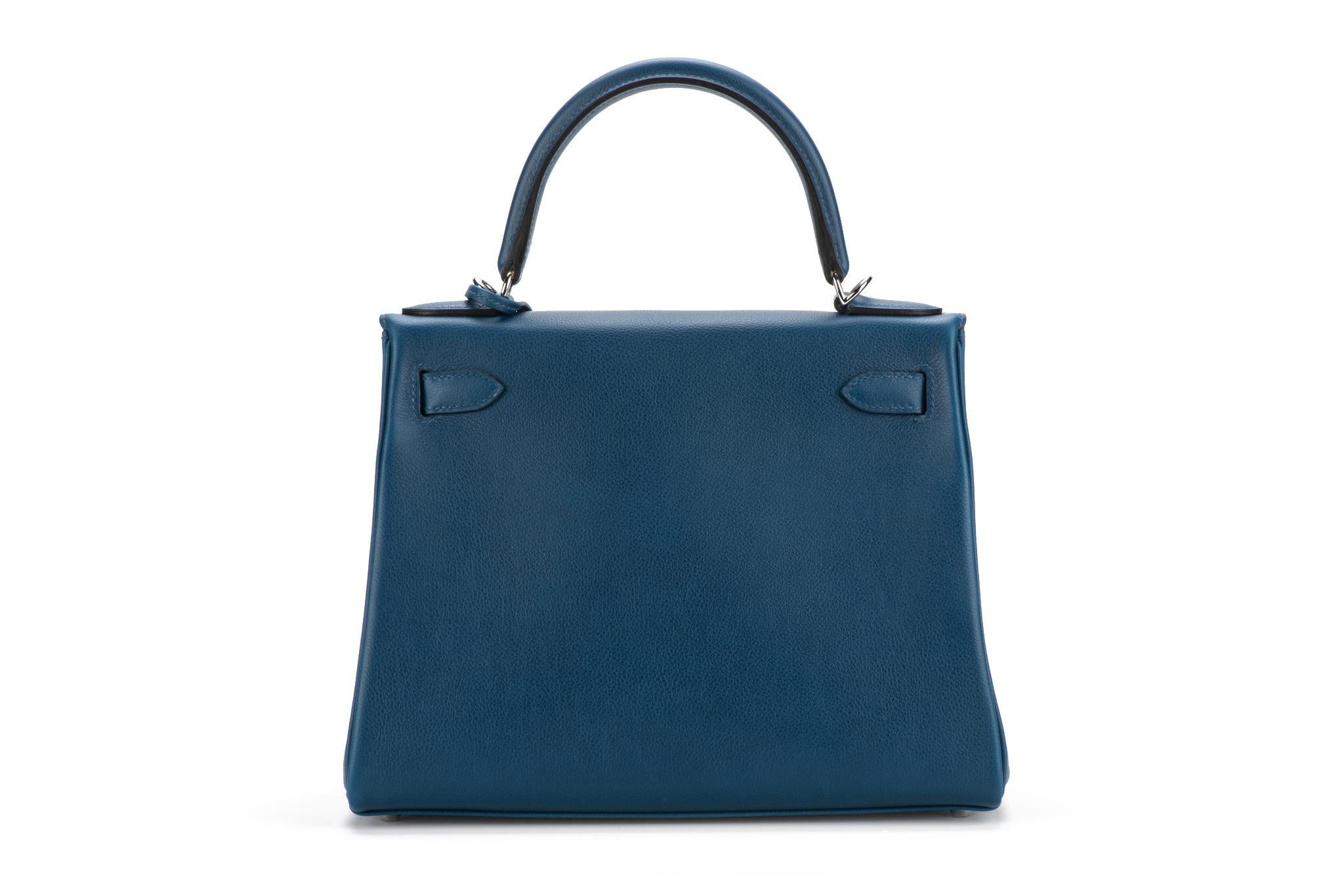 Women's Hermes Deep Blue Vert Bosphore  Kelly 28 Bag