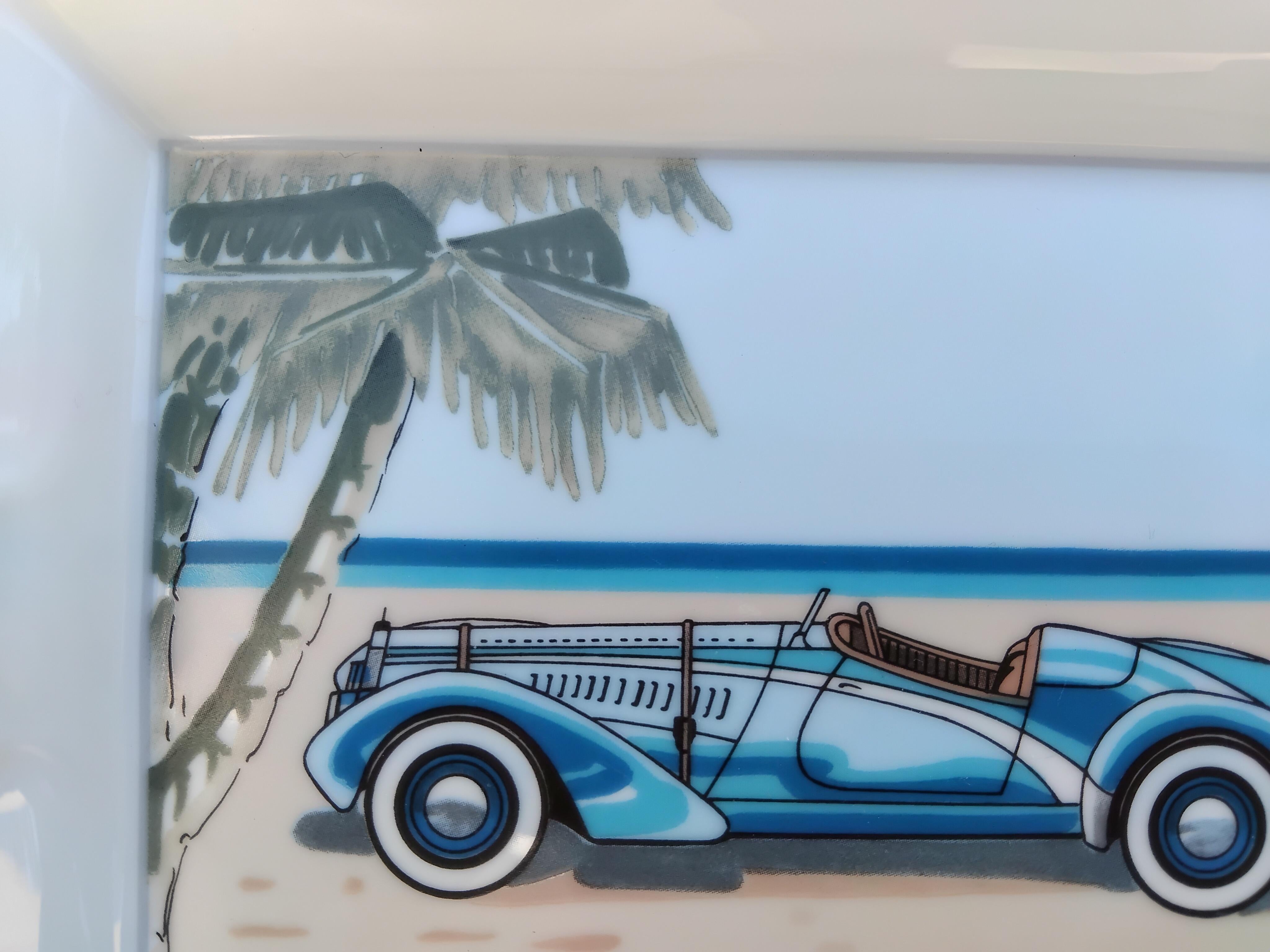 Blu Hermès Delage Cabriolet Stampa Posacenere Porcellana in vendita