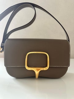 Hermes Della Cavalleria Elan Epsom 18 bag in Etoupe color w/ golden hardware