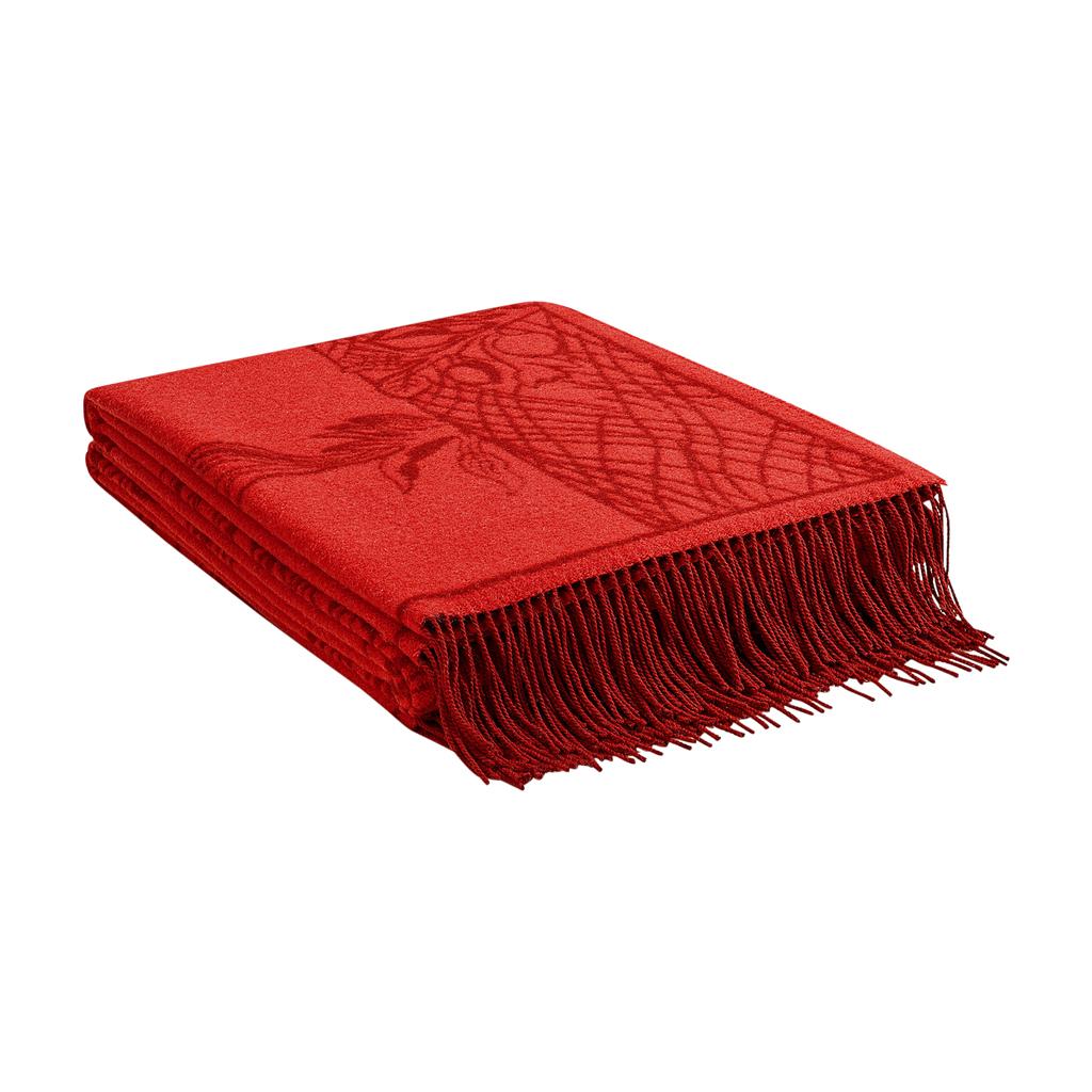 Women's or Men's Hermes Della Cavalleria Favolosa Blanket Rubis / Rouge H New