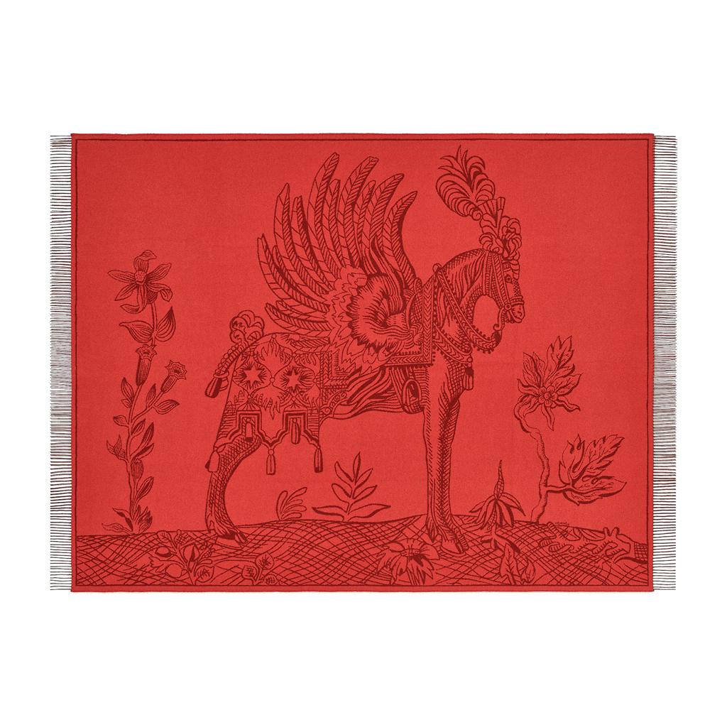 Hermes Della Cavalleria Favolosa Blanket Rubis / Rouge H New 2