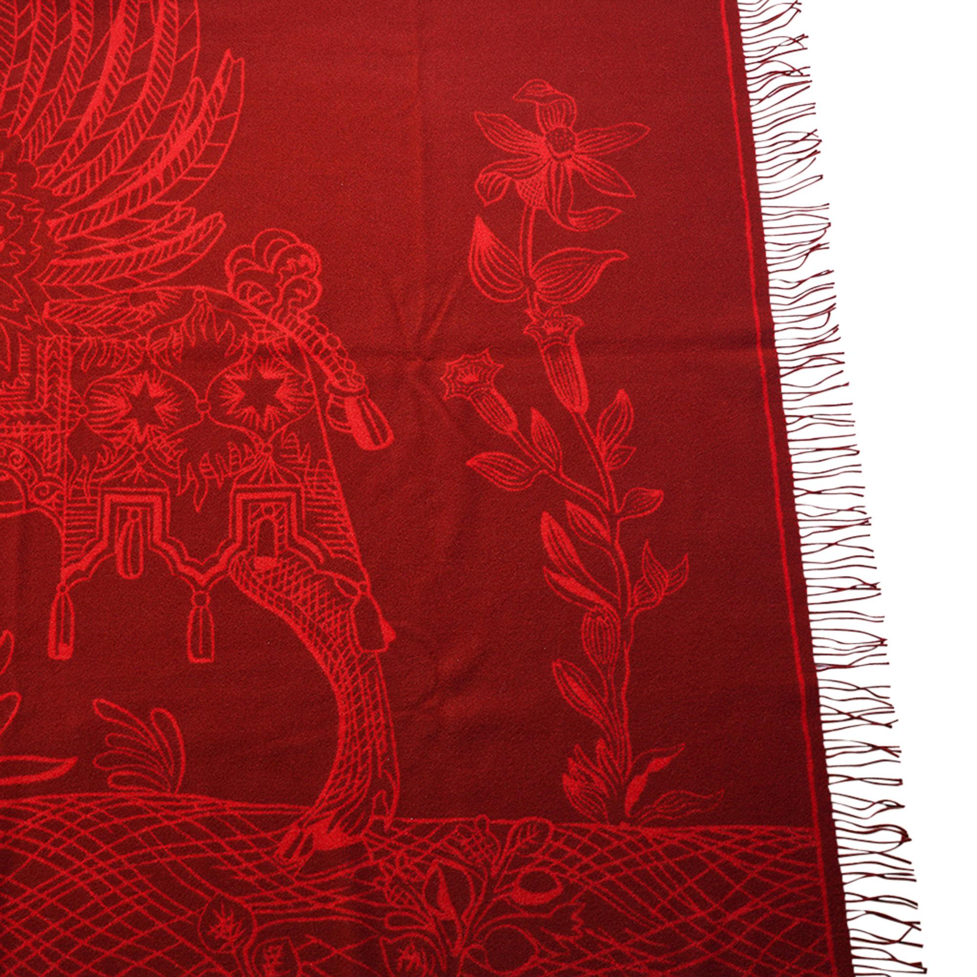 Hermes Della Cavalleria Favolosa Blanket Rubis / Rouge H New 3