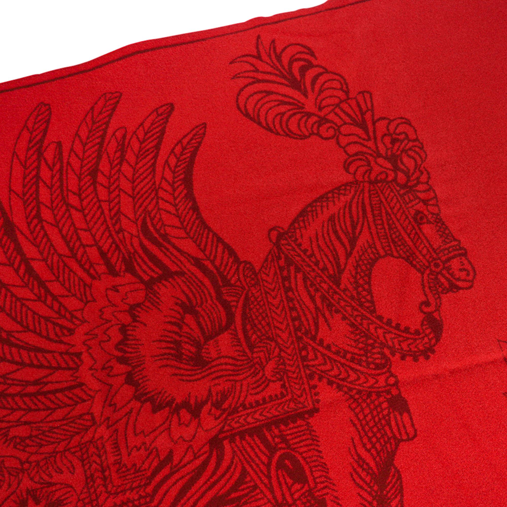 Hermes Della Cavalleria Favolosa Blanket Rubis / Rouge H New 4