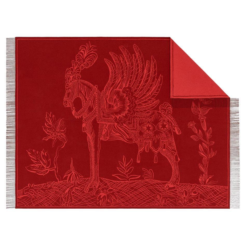 Hermes Della Cavalleria Favolosa Blanket Rubis / Rouge H New
