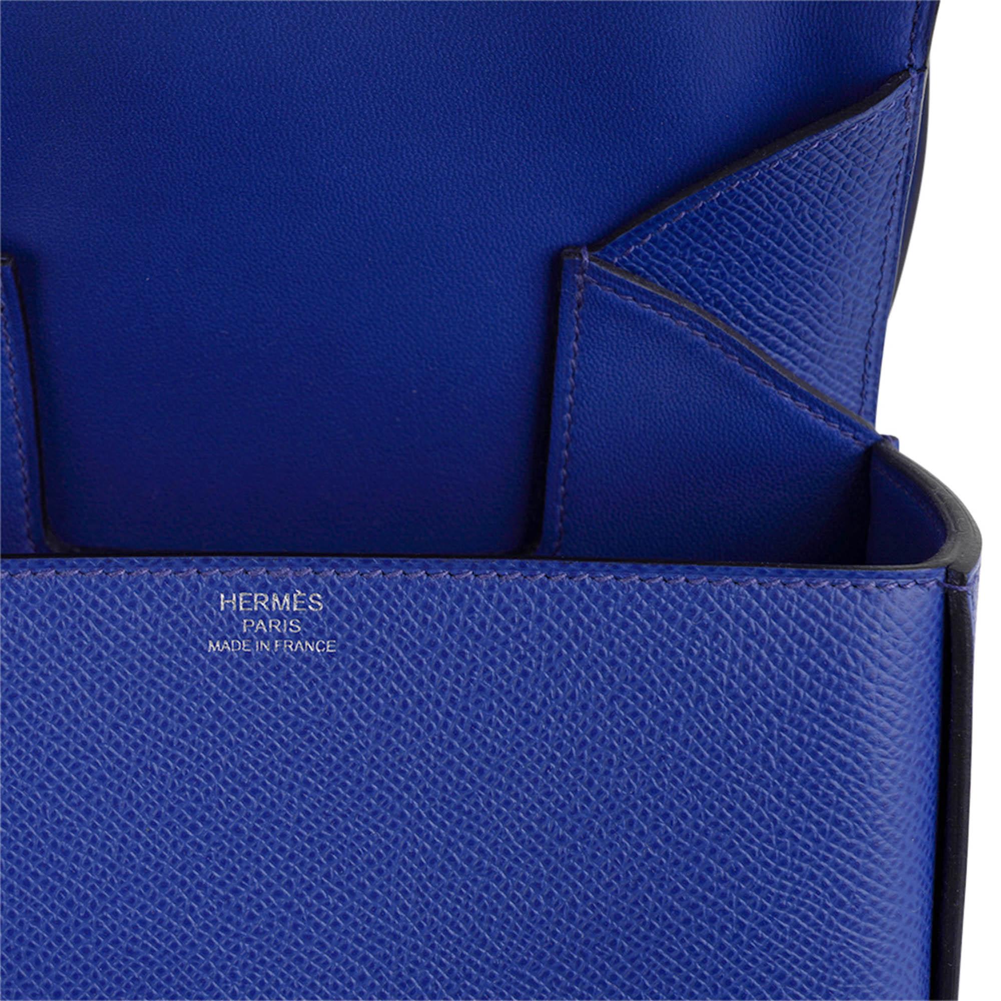 Hermes Della Cavalleria Mini Bag Blue Electrique Epsom Palladium Hardware For Sale 7