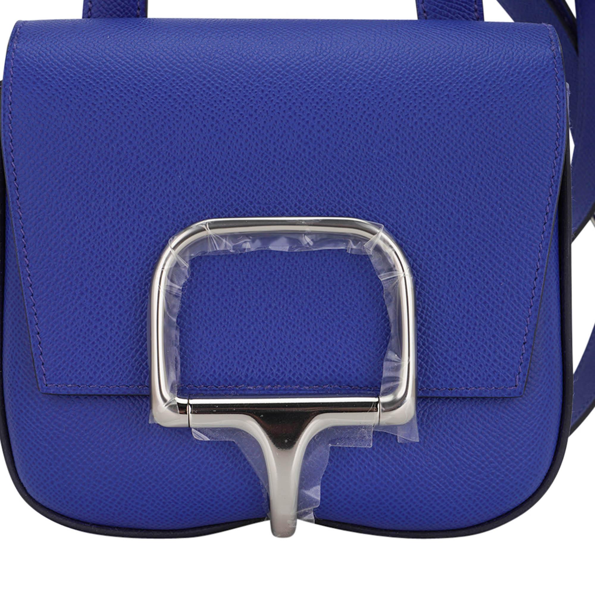 Hermes Della Cavalleria Mini Bag Blue Electrique Epsom Palladium Hardware In New Condition For Sale In Miami, FL