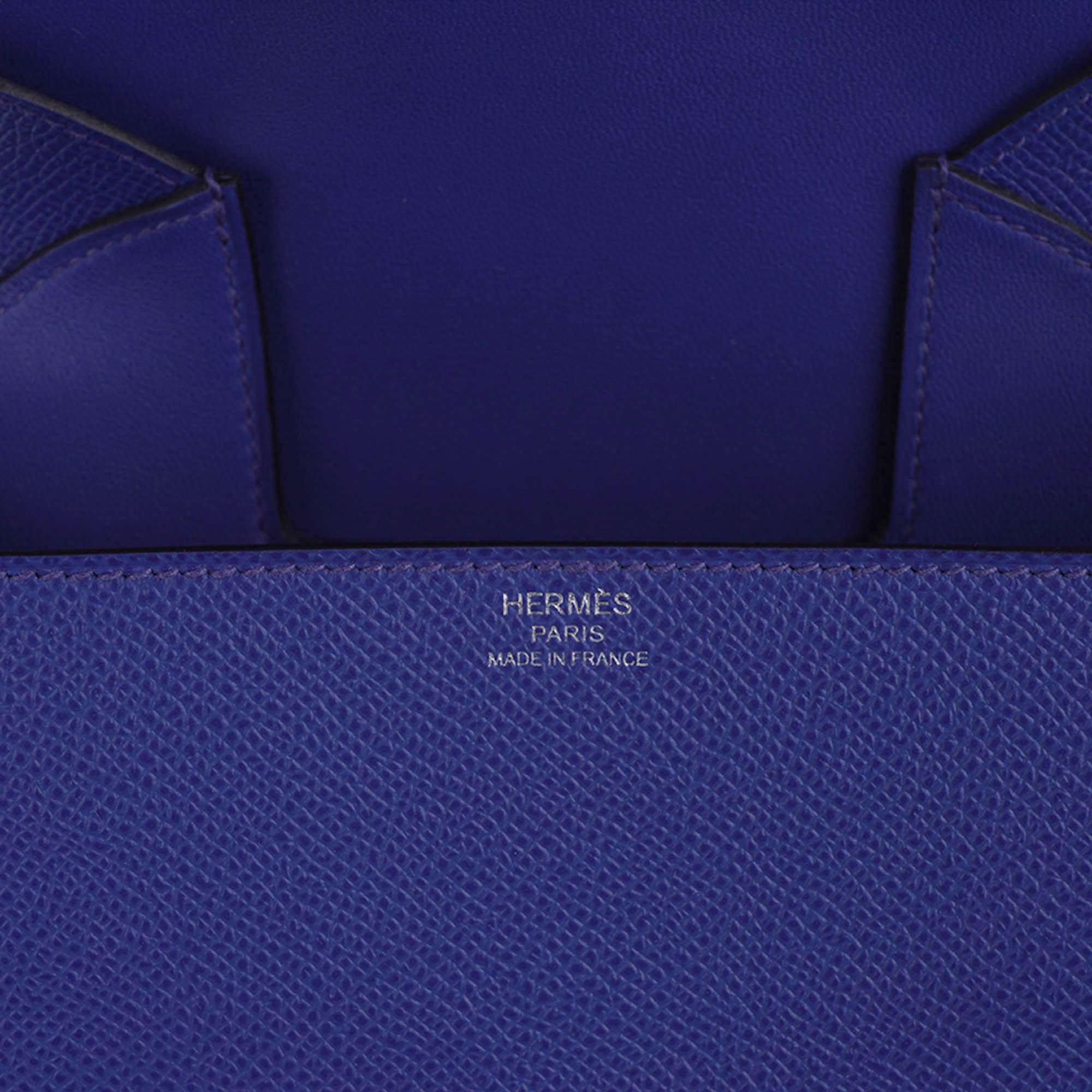 Hermes Della Cavalleria Mini Bag Blue Electrique Epsom Palladium Hardware For Sale 5