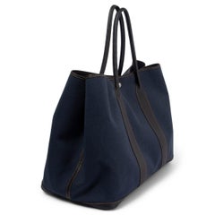 HERMES Denim Fonce & Noir Toile H Canvas & Negonda GARDEN PARTY 49 VOYAGE Bag