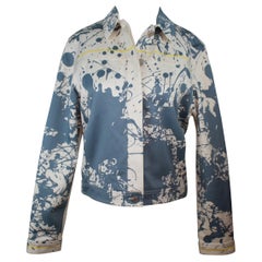 Hermes denim jacket paint stains effect.