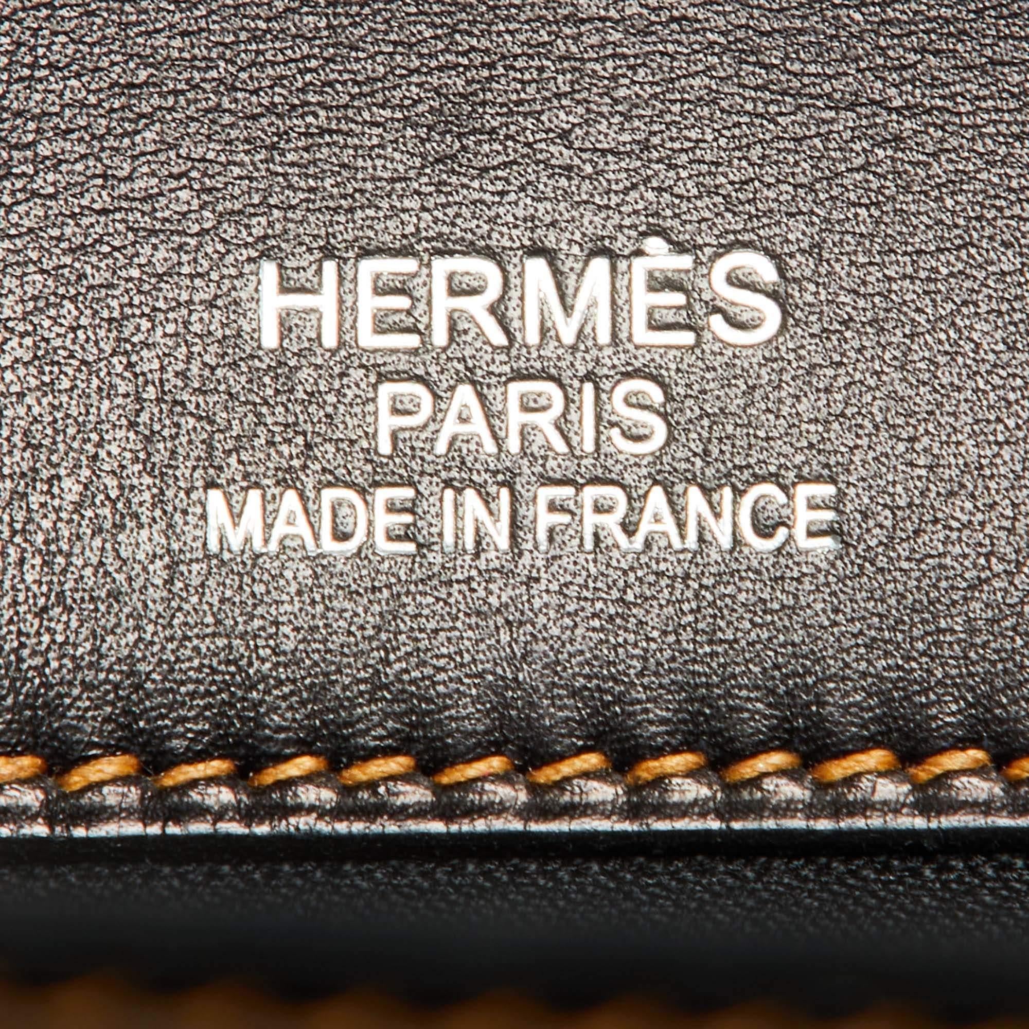 Hermes Denim Toile/Evercalf Leather Palladium Finish Birkin 35 Ghillies Bag 10