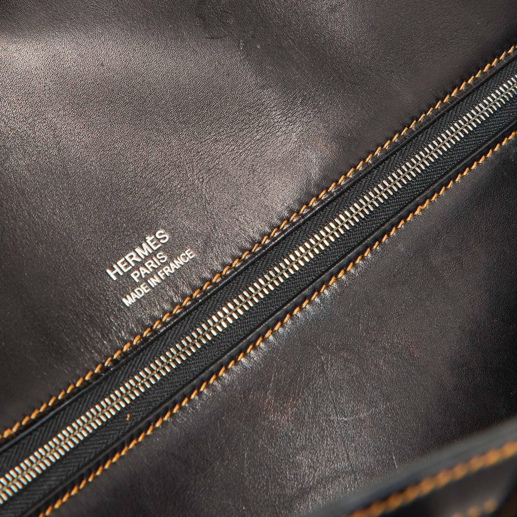 Hermes Denim Toile/Evercalf Leather Palladium Finish Birkin 35 Ghillies Bag 11