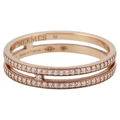 Hermes Diamante Oro Rosa 18k Anello Ariane Misura 6