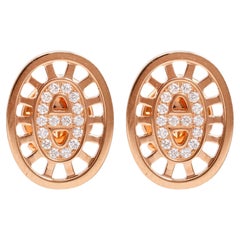 Hermes Diamond 18k Rose Gold Chaine D'Ancre Divine Stud Earrings