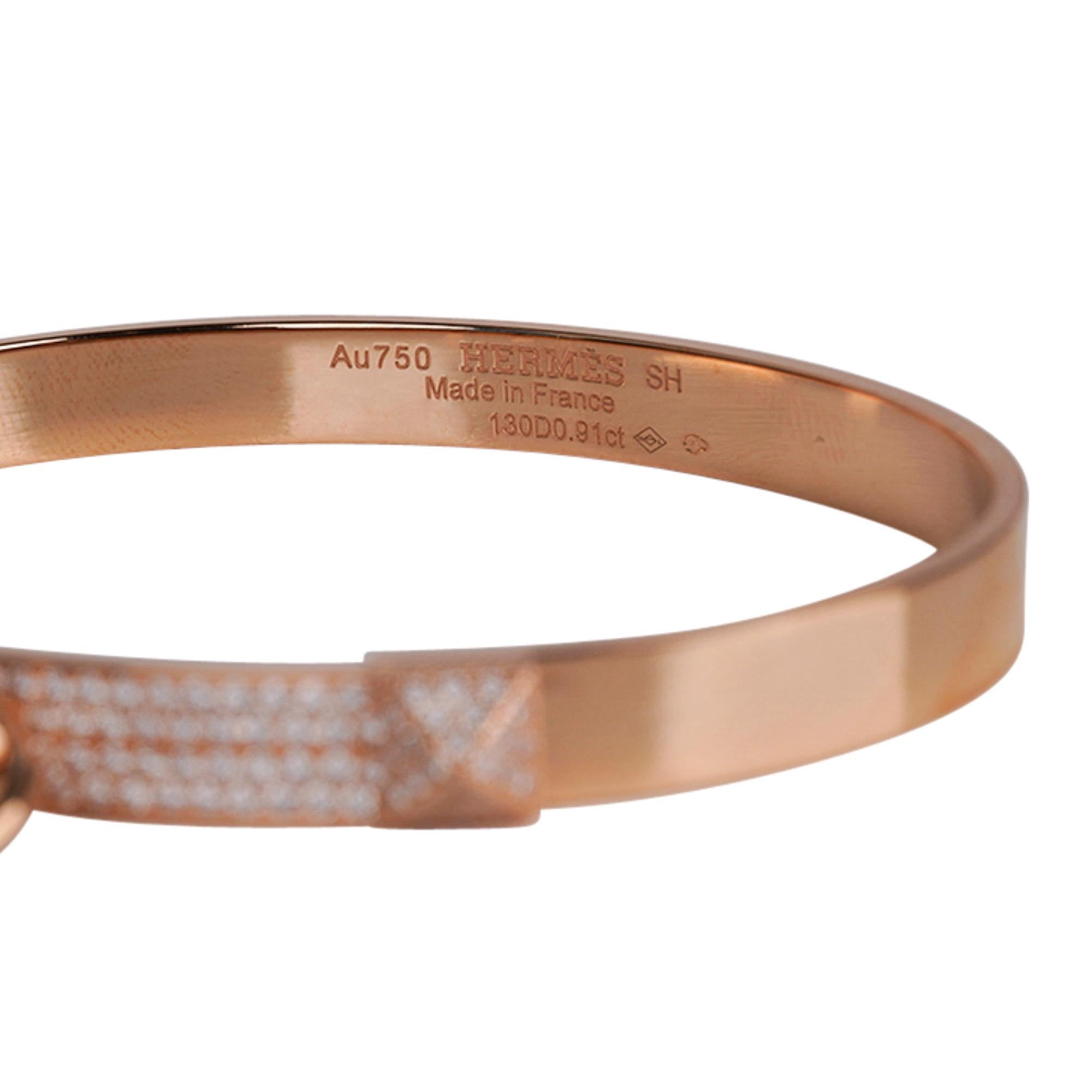 Hermes Diamond 18k Rose Gold Collier de Chien CDC Bracelet SH In New Condition In Miami, FL