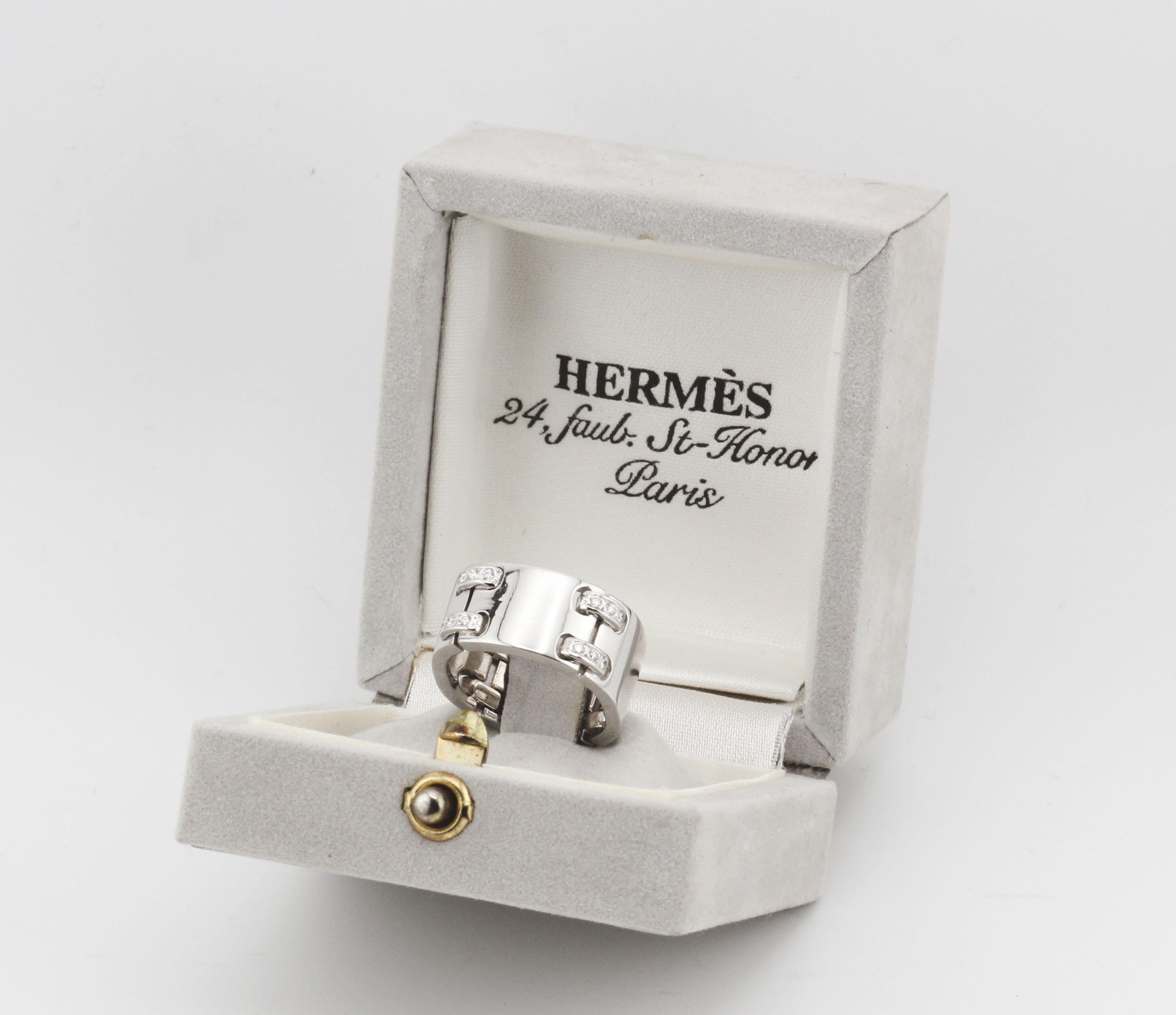 Anello Hermes con diamante in oro bianco 18k Misura 6 52 in vendita 5