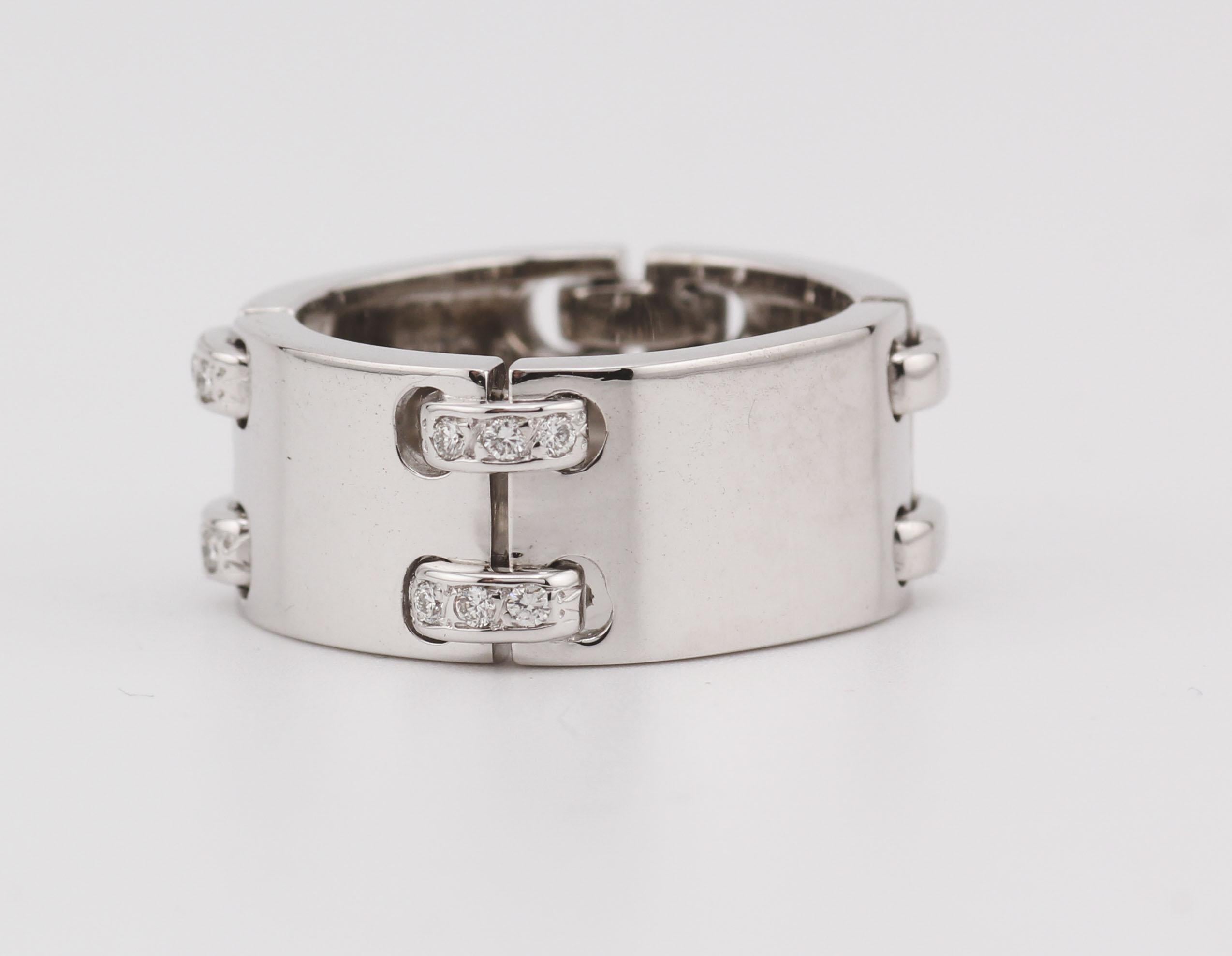 Taglio brillante Anello Hermes con diamante in oro bianco 18k Misura 6 52 in vendita