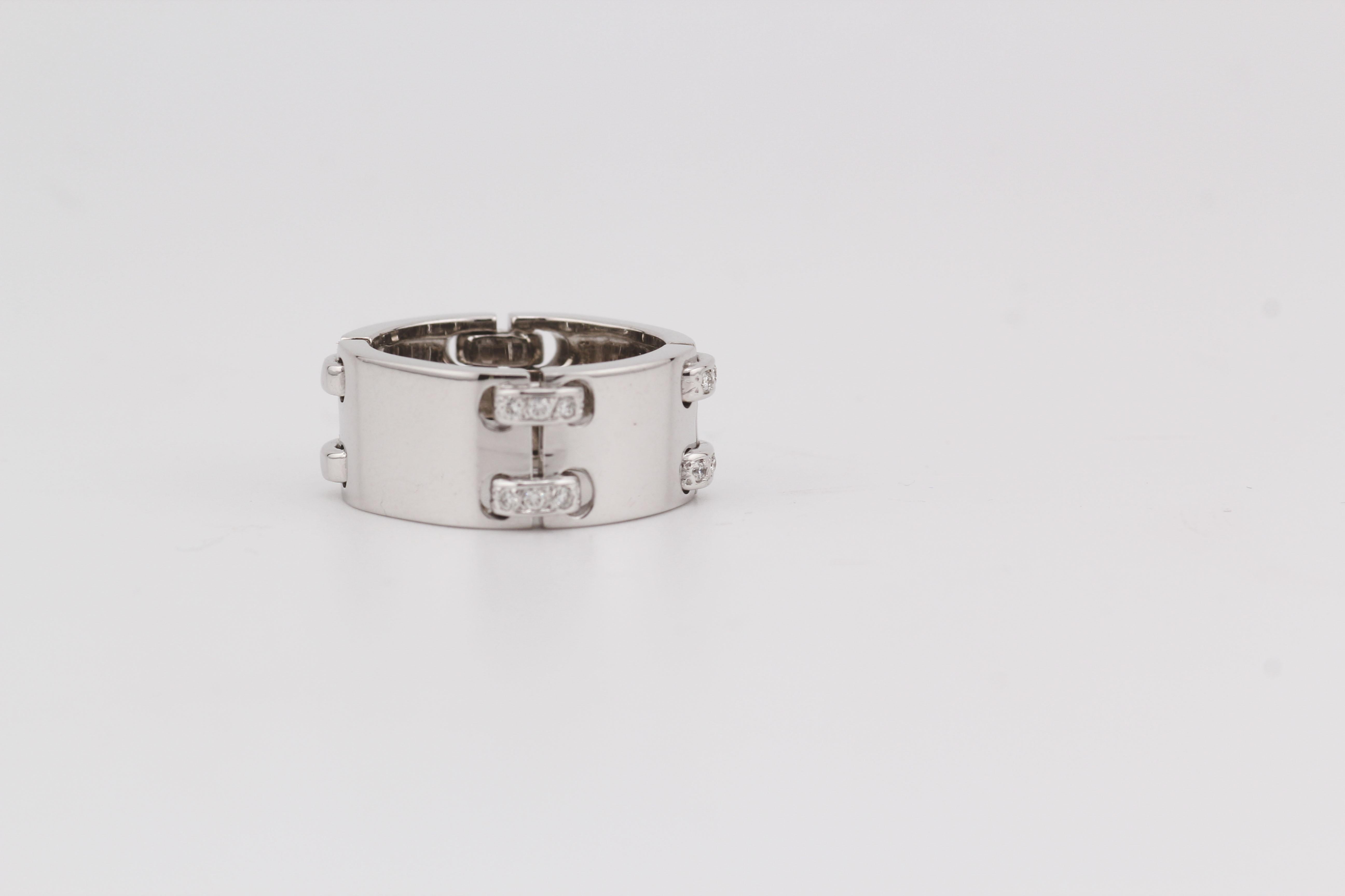 Anello Hermes con diamante in oro bianco 18k Misura 6 52 in vendita 1