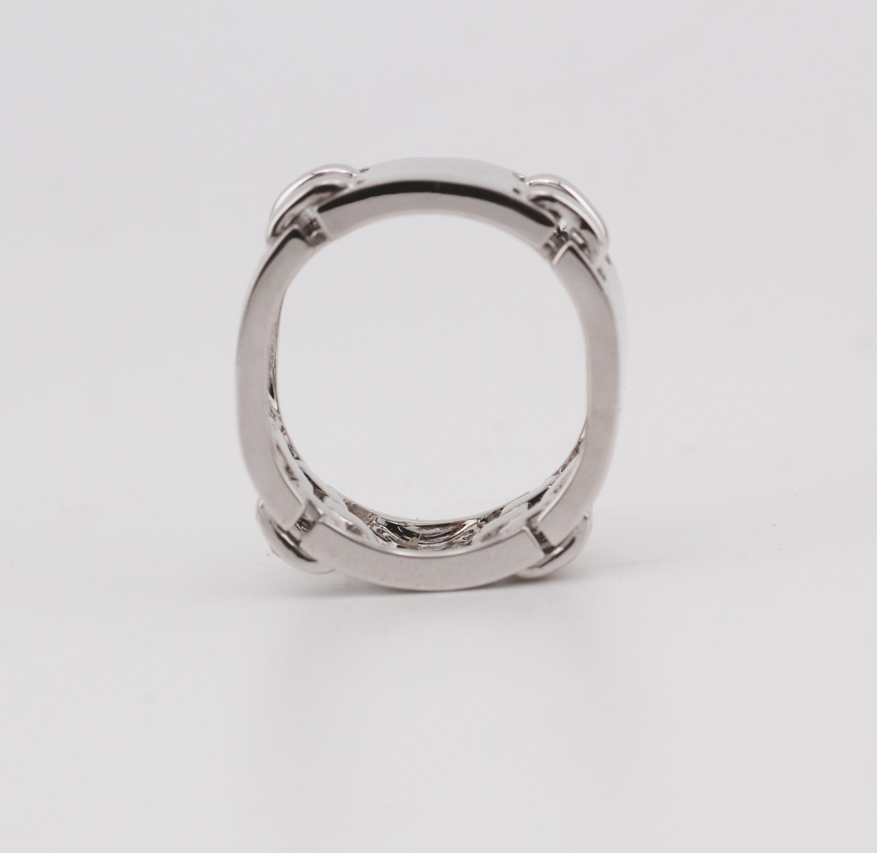 Anello Hermes con diamante in oro bianco 18k Misura 6 52 in vendita 2