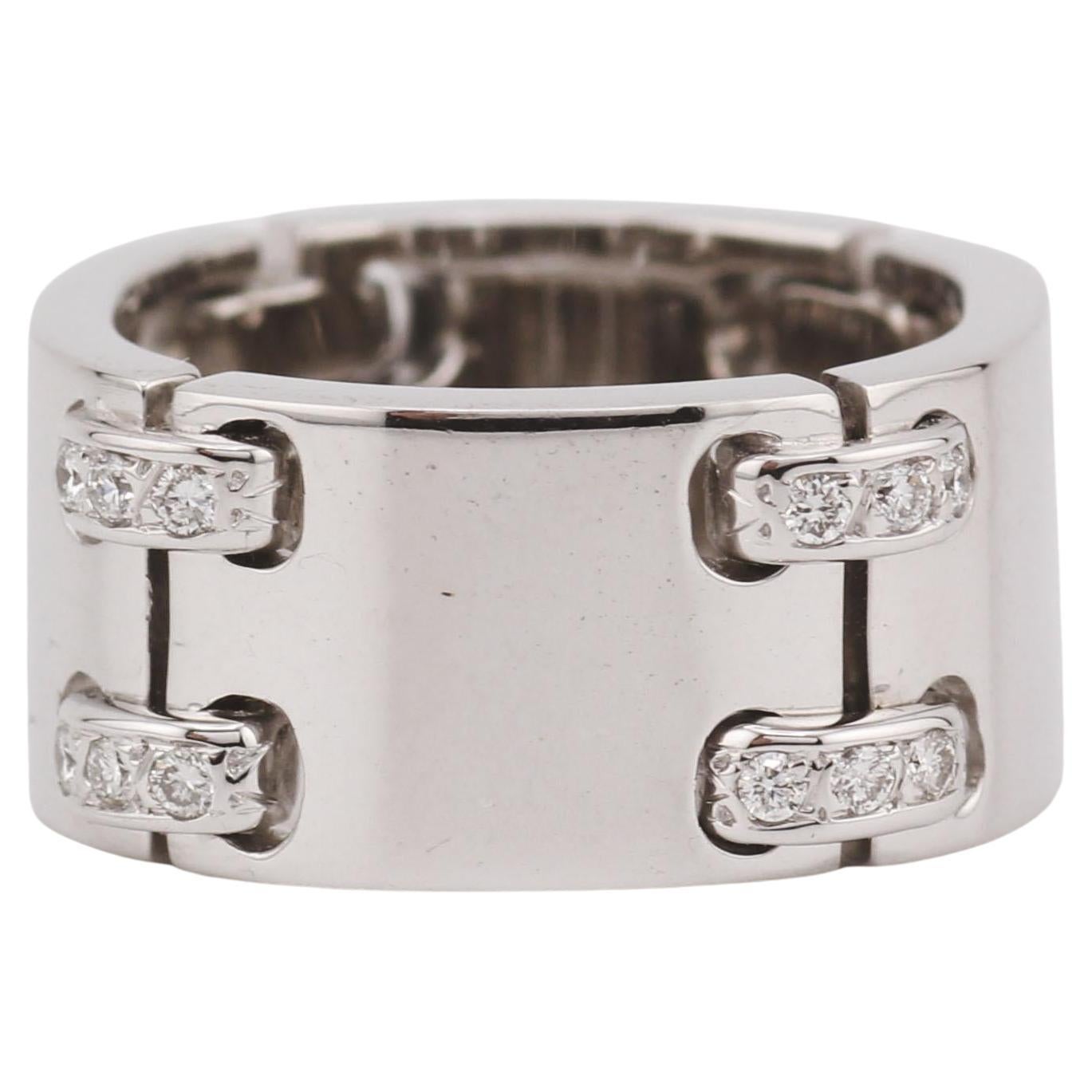 Hermes Diamond 18k White Gold Band Ring Size 6 52