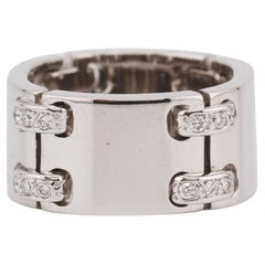 Hermes Diamond 18k White Gold Band Ring Size 6 52