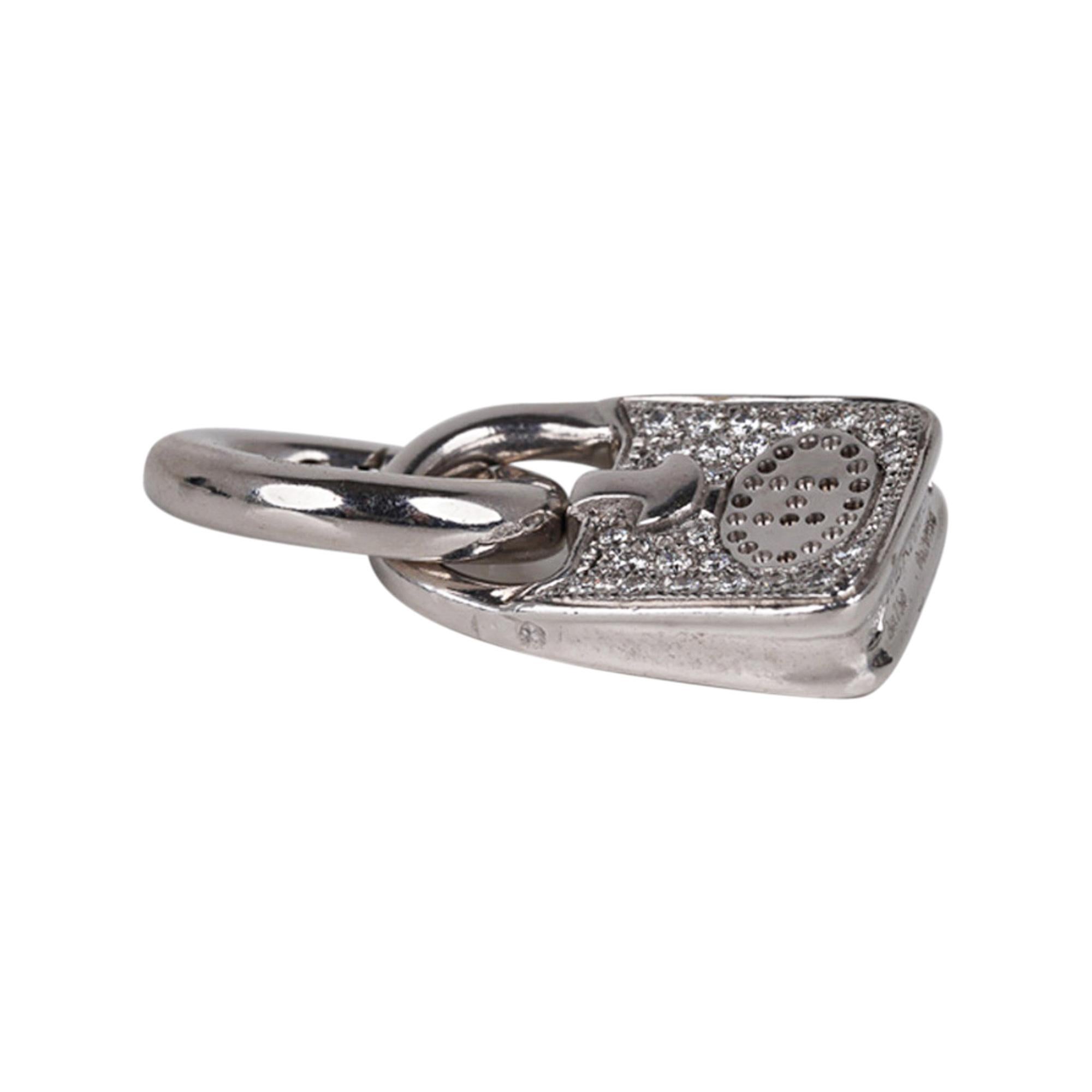 Hermes Diamant Or Blanc 18K Evelyne Bag Amulette / Charm Très Rare Nouveau en vente 1