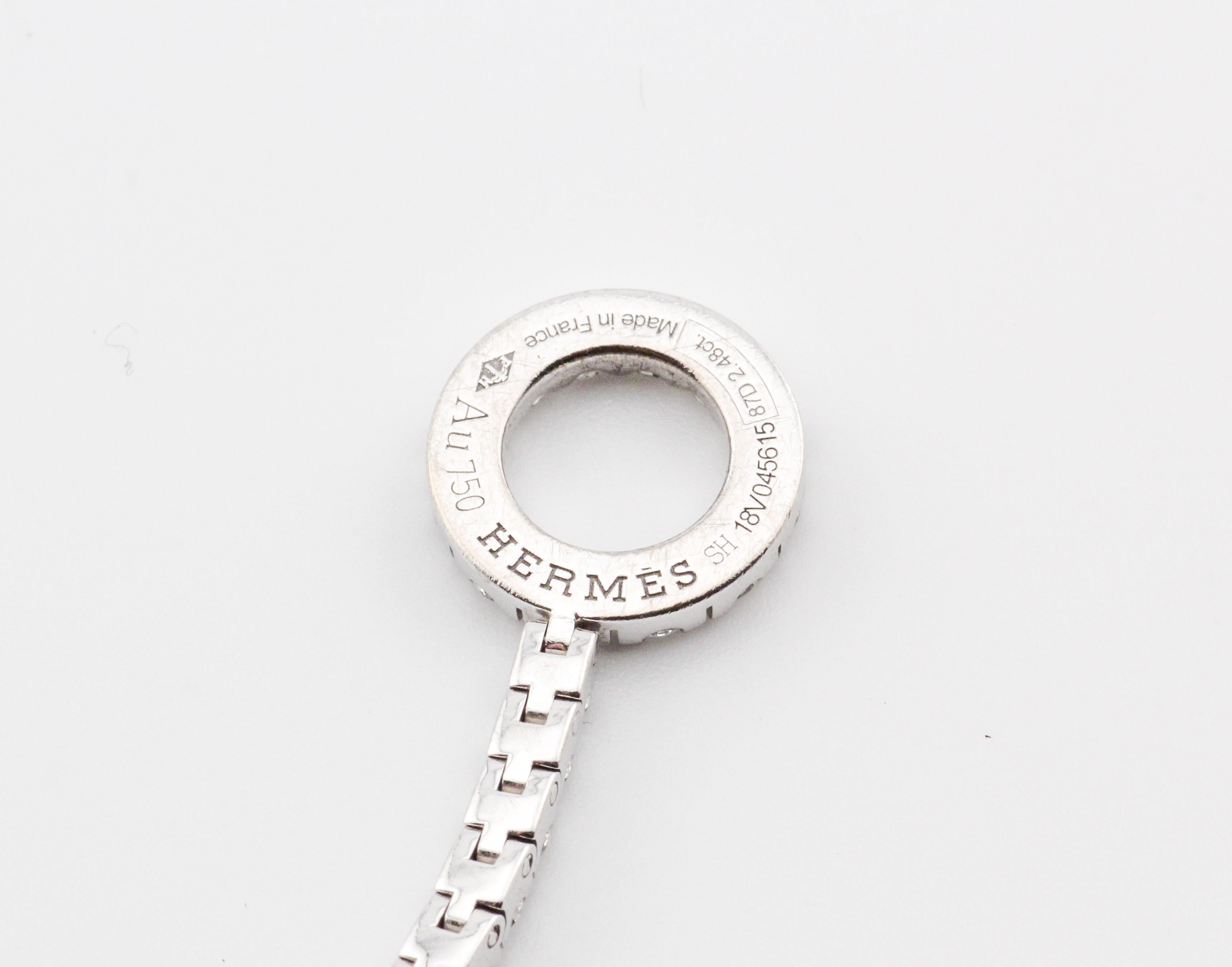 Hermes Diamond 18k White Gold Finesse Toggle Tennis Bracelet SH Size Pour femmes en vente