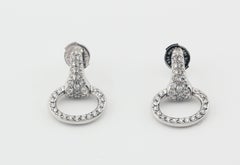 Hermes Diamond 18k White Gold Horsebit Stud Earrings