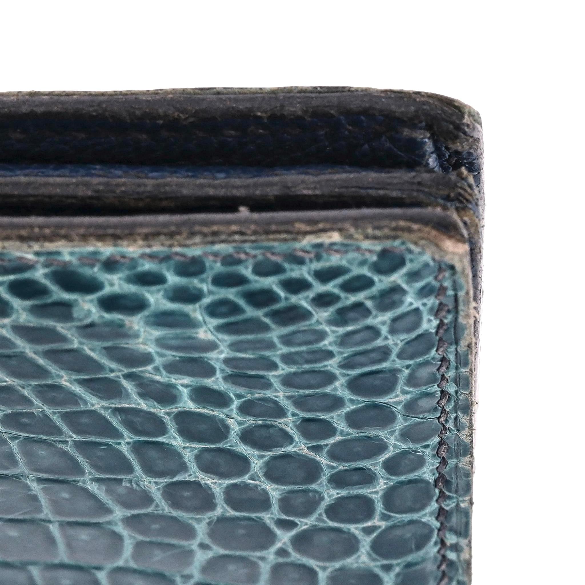 Hermes Diamond & 18k White Gold Shiny Crocodile Skin Bearn Wallet For Sale 5