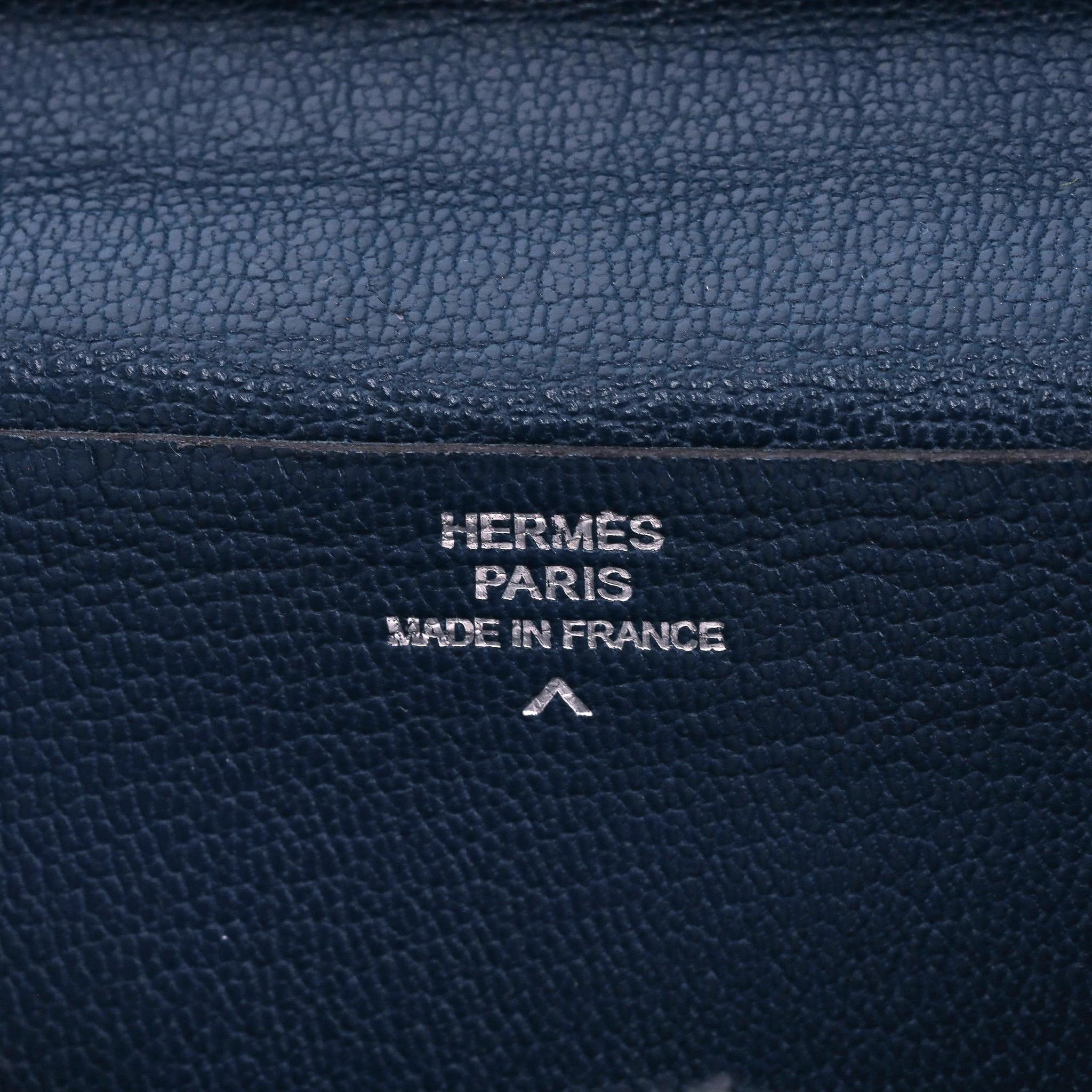 Hermes Diamond & 18k White Gold Shiny Crocodile Skin Bearn Wallet For Sale 3