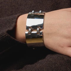 Hermes diamond 18k white gold tank bracelet