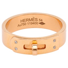 Hermes diamond 18k yellow gold Kelly ring