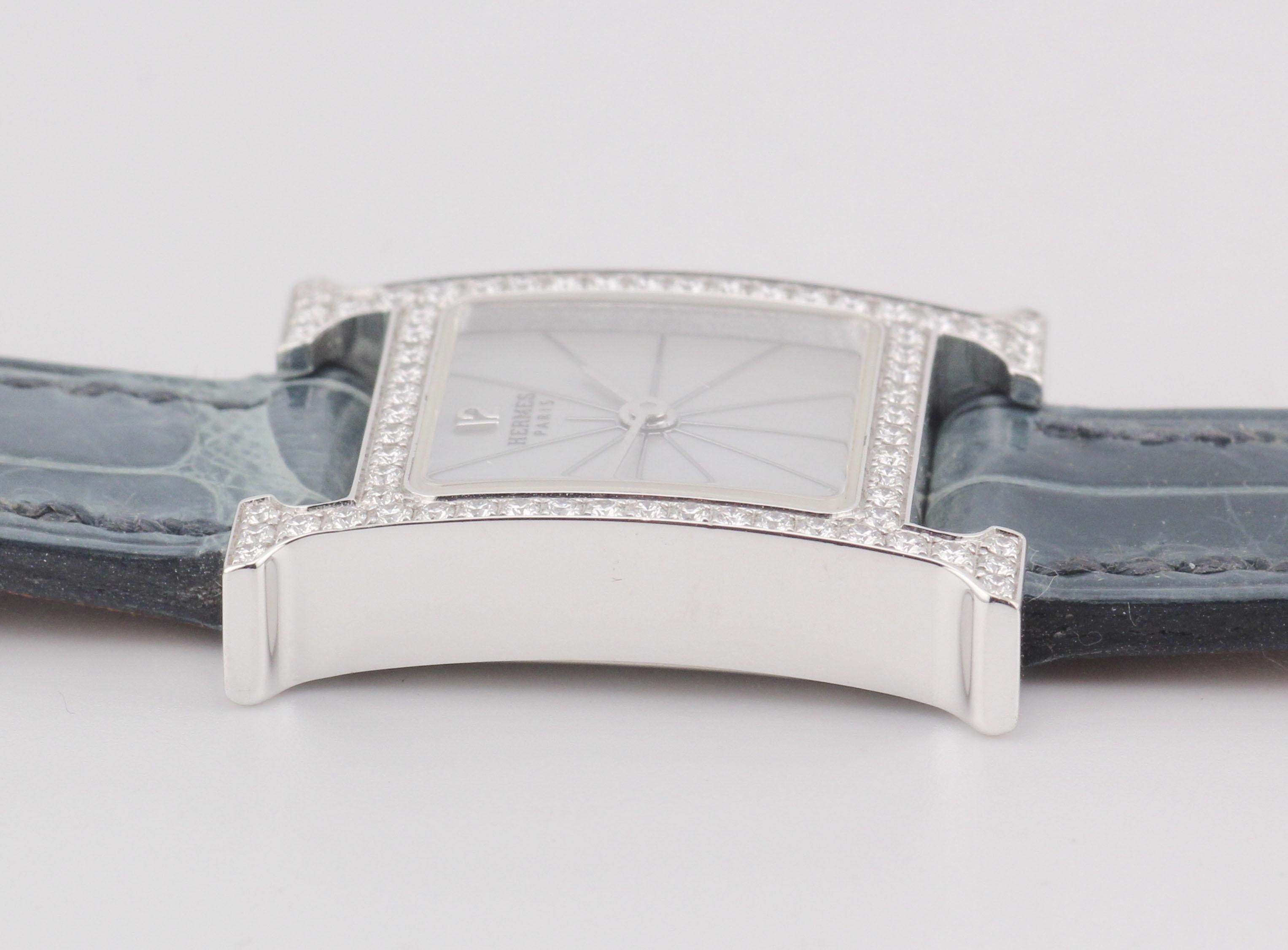 Reloj Hermes Diamond 18kwg H Heure para señora HH1.191 en Bueno estado para la venta en Simpsonville, SC