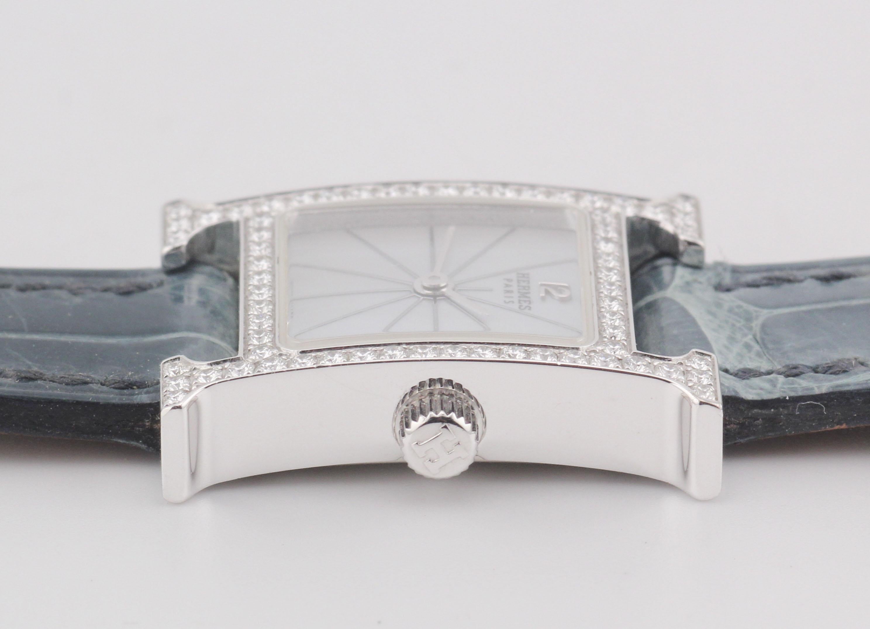 De las mujeres Reloj Hermes Diamond 18kwg H Heure para señora HH1.191 en venta